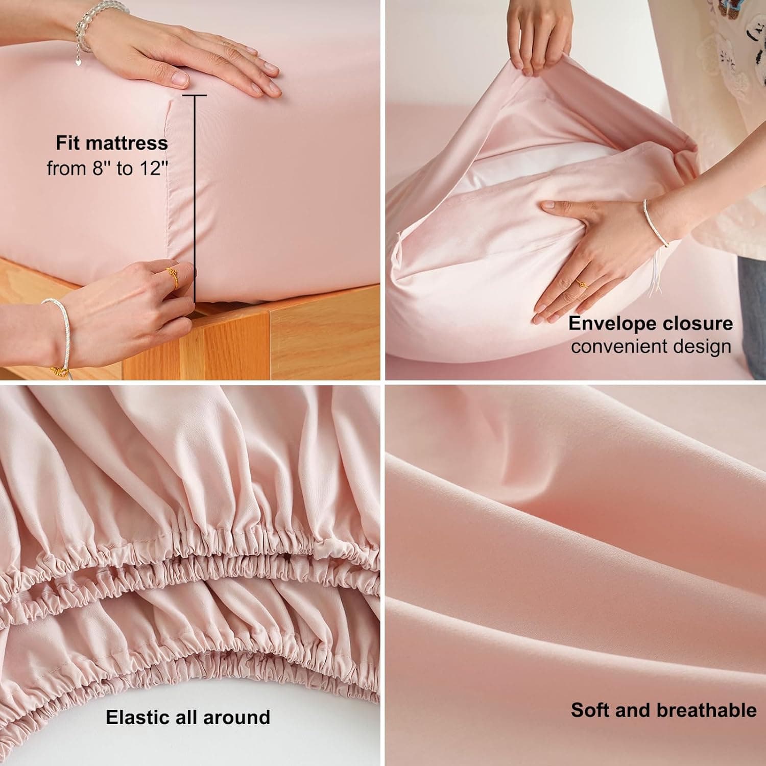 Mohap Bed Sheet Set 3 Pieces Double Brushed Microfiber 1800 - Breathable All Season Luxury Soft Bedding - Twin Pink 5