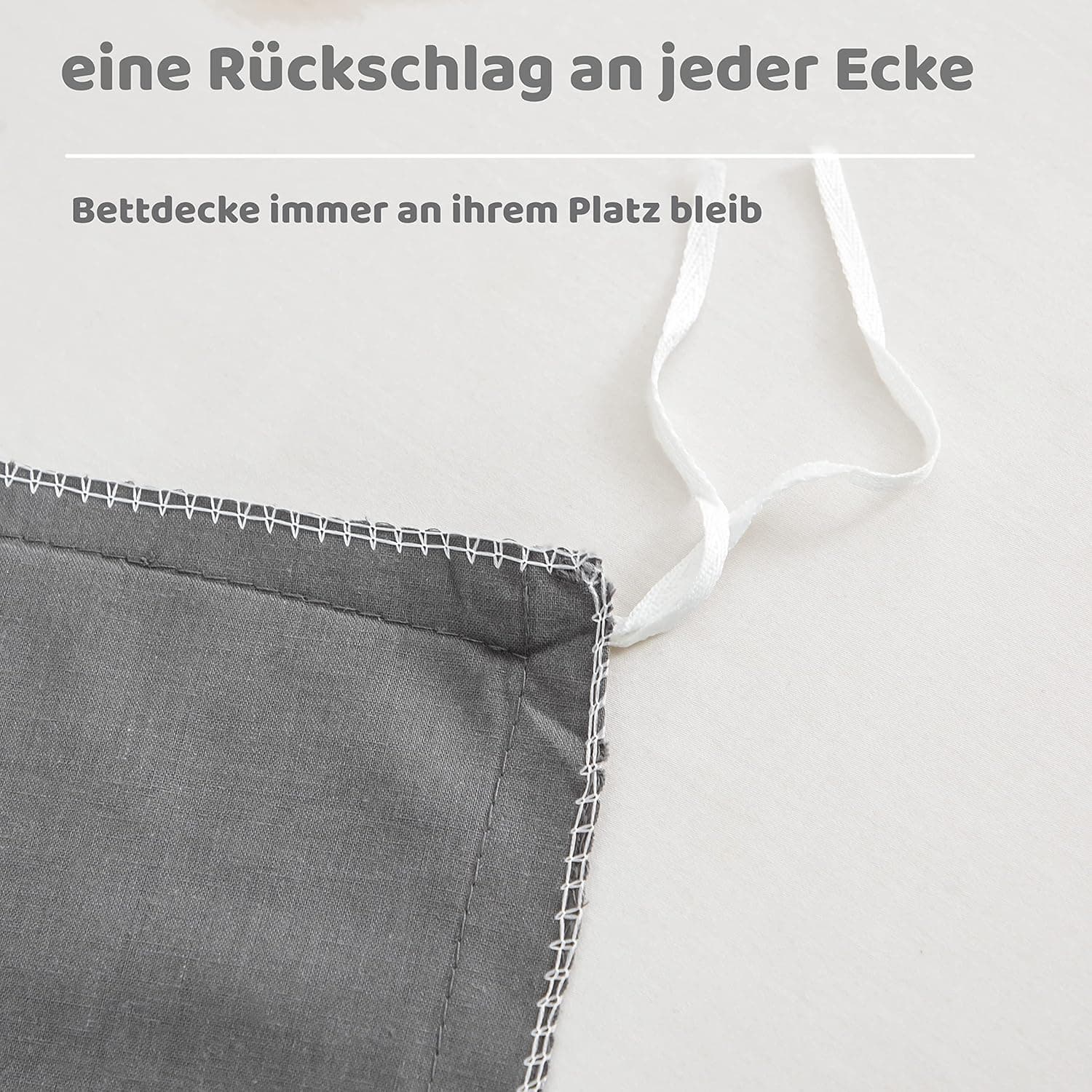 QZY Housse de Couette 100% Coton Parure de Lit 200 x 200 cm + Lot 2 Taies d'oreiller 80x80cm Gris Haut Gamme 2 Personnes Fermeture Éclair 5
