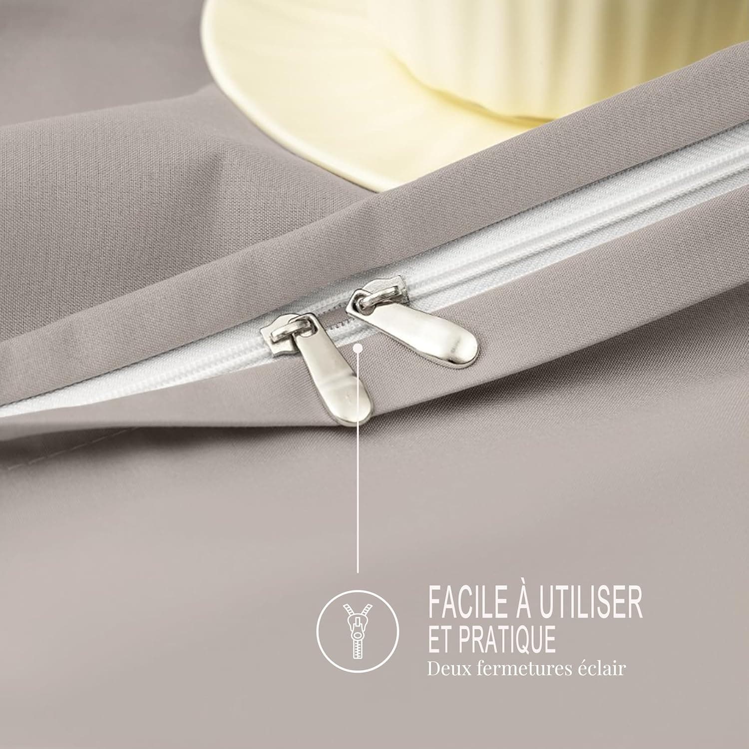 16 Couleurs Sets de Housses de Couettes 220x240 cm Double Fermeture Éclair 3 Pièces Microfibre Brossée 100 Fils/cm² + 2 Taies d'oreiller 65x65 cm Kaki Parure de Lit Adulte 2 Personnes 5