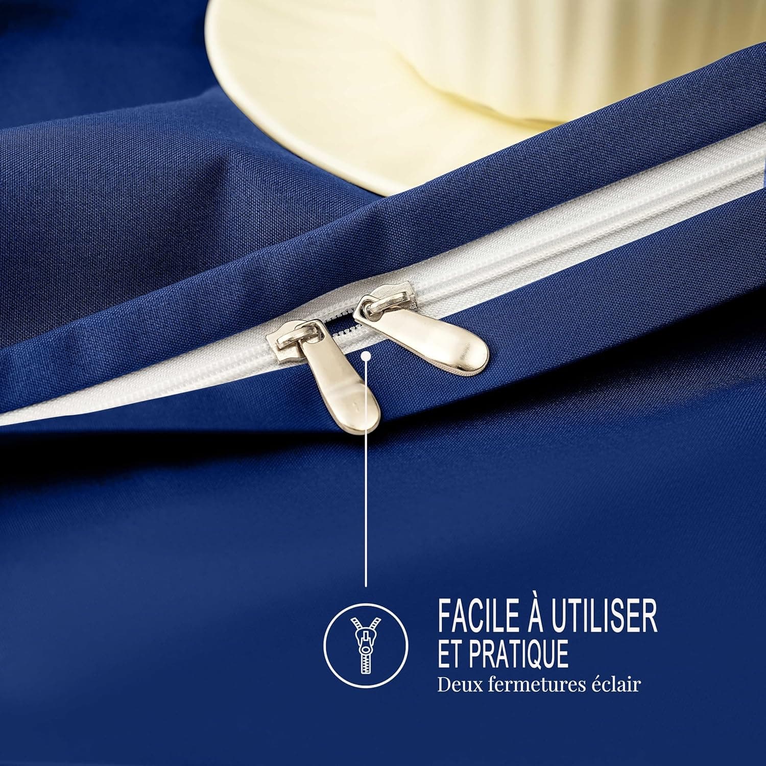 16 Couleurs Sets de Housses de Couettes 200x200 cm Double Fermeture Éclair 3 Pièces Microfibre Brossée 100 Fils/cm² + 2 Taies d'oreiller 65x65 cm Bleu Parure de Lit Adulte 2 Personnes 5