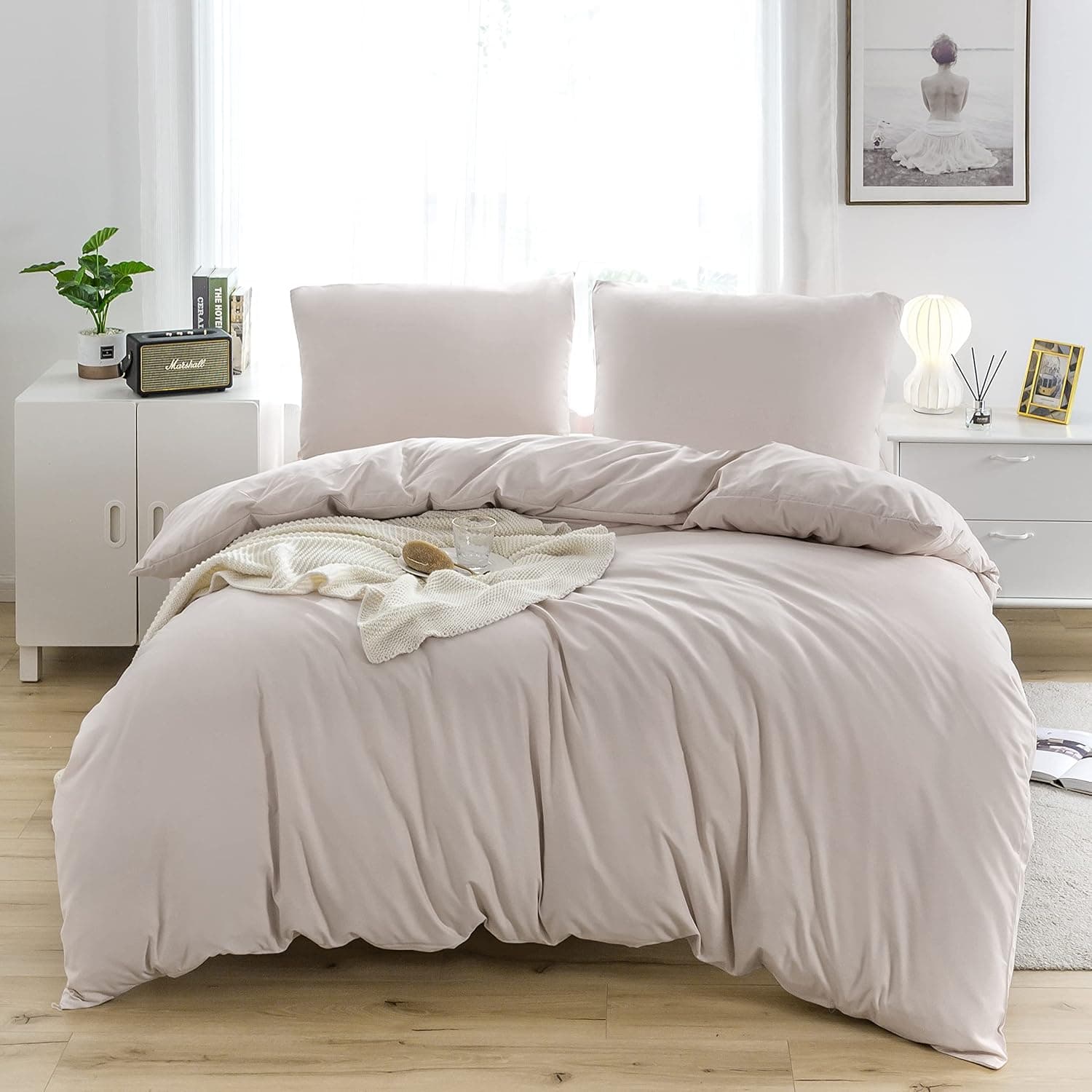 MOHAP 300 TC Housse de Couette 220x240cm Gris 100% Coton avec 2 Taies D'oreillers 65x65cm Parure de Lit 2 Personnes avec la Fermeture Eclaire 8