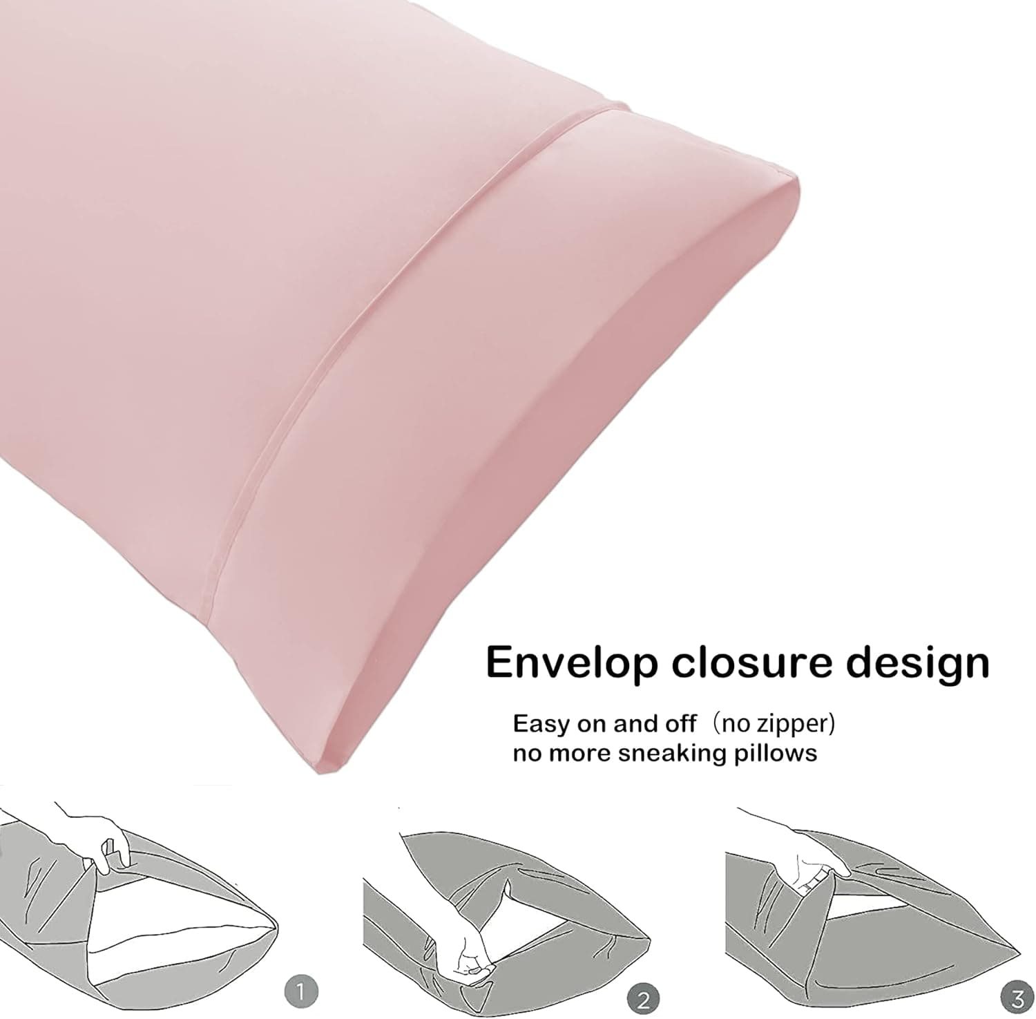 MOHAP Warm Pillowcases 50X75 cm 2 Pack- Super Soft Breathable Brushed Microfiber Pillow Cases Cover with Envelope Closure Pink 5