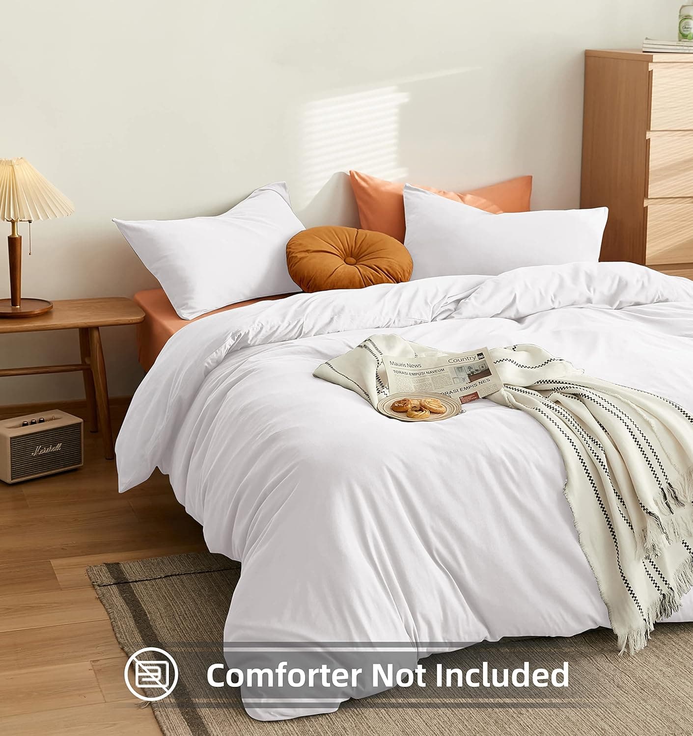 MOHAP Housse de Couette 140x190/200cm+1 Taies d'oreillers 65x65cm Blanc Parure de Lit 1 Personnes 100 Fils/cm² en Microfibre avec Fermeture Éclair 3