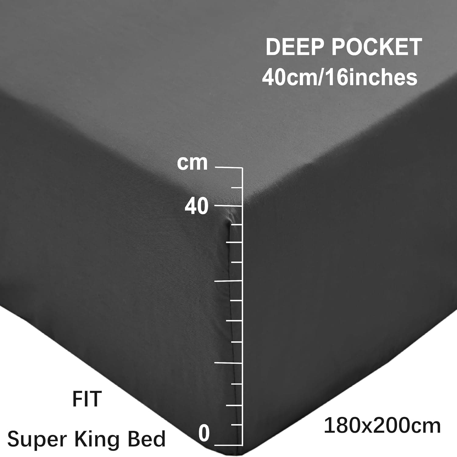 Mohap Drap-housse super king size avec 40 cm de profondeur - Sans taies d'oreiller - En microfibre brossée - Résistance aux plis - Gris 2