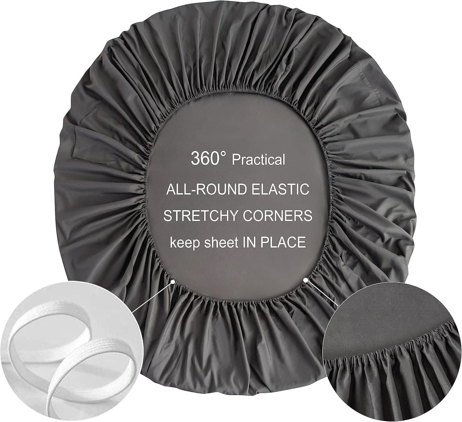 Mohap Drap-housse super king size avec 40 cm de profondeur - Sans taies d'oreiller - En microfibre brossée - Résistance aux plis - Gris 3