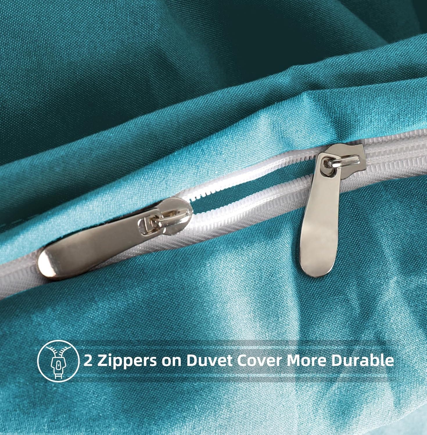 MOHAP Housse de Couette 220x240cm+2 Taies d'oreillers 65x65cm Lac Bleu Parure de Lit Adulte 2 Personnes 100 Fils/cm² en Microfibre avec Fermeture Éclair 3