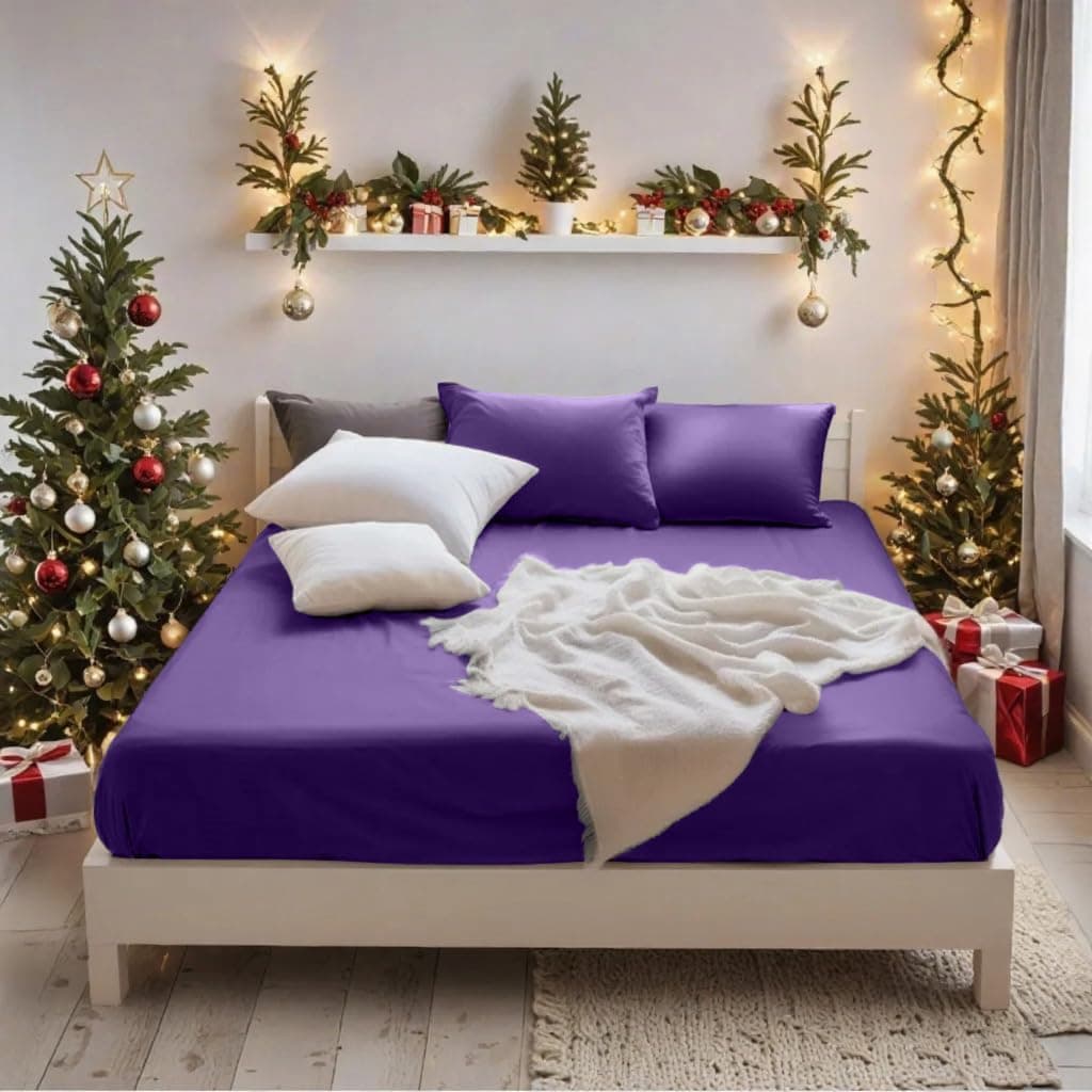 Mohap Drap-housse extra profond pour lit simple 40 cm en microfibre brossée, sans repassage, respirant (violet)