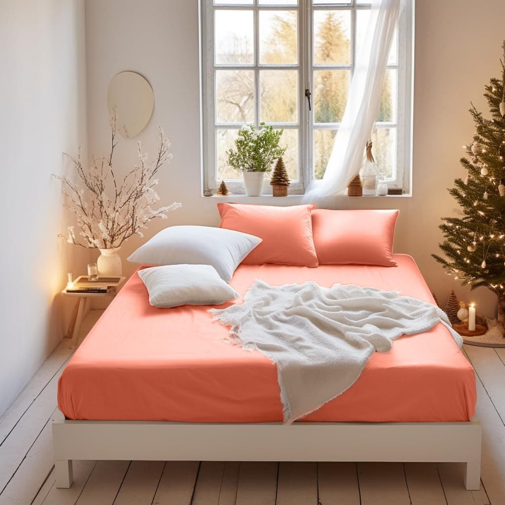 Mohap Drap-housse extra profond pour lit simple 40 cm en microfibre brossée, sans repassage, respirant (corail)