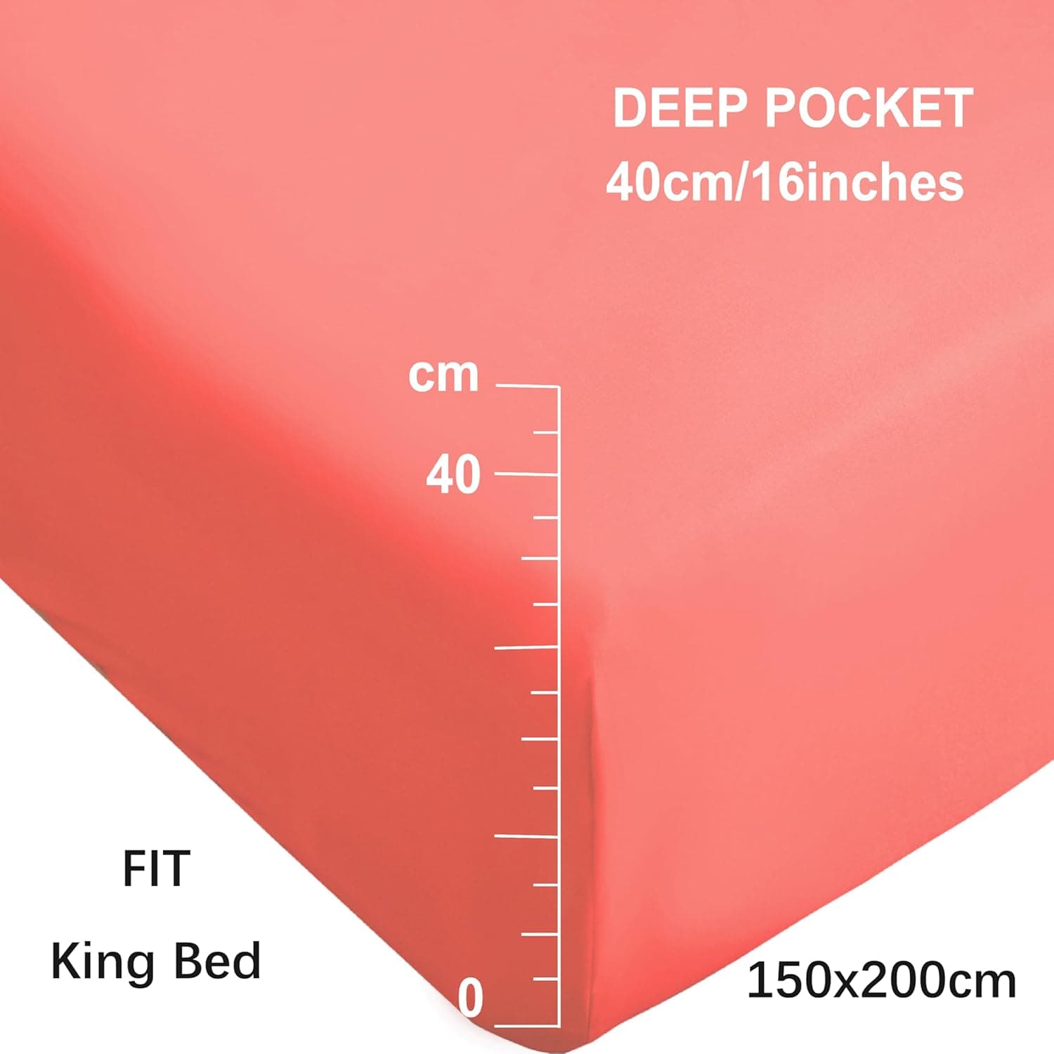 Mohap Drap-housse extra profond pour lit simple 40 cm en microfibre brossée, sans repassage, respirant (corail) 2