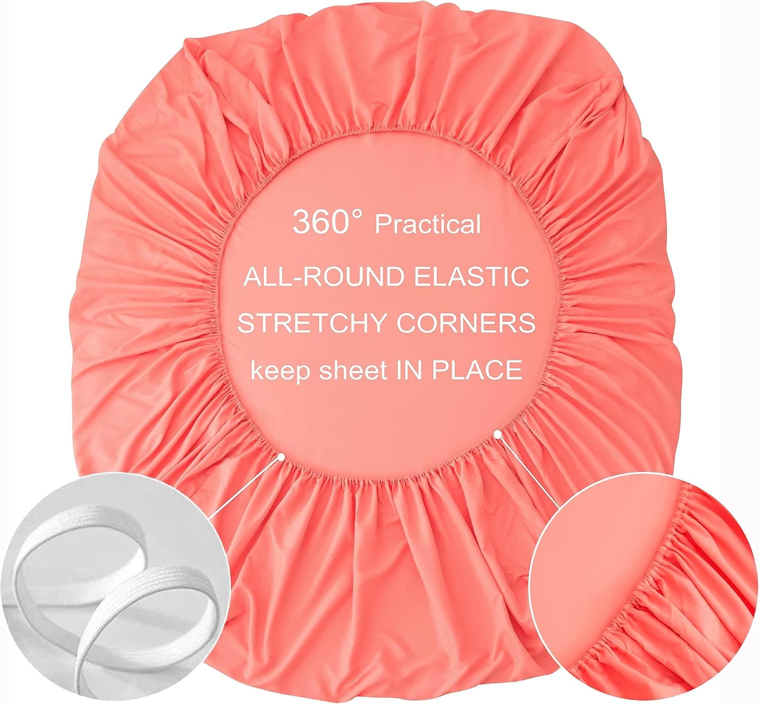 Mohap Drap-housse extra profond pour lit simple 40 cm en microfibre brossée, sans repassage, respirant (corail) 3