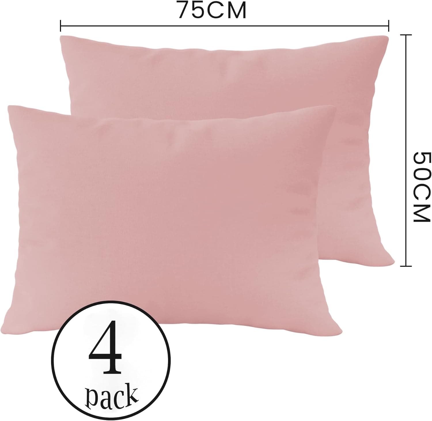 Mohap - Paire de taies d'oreiller en microfibre durable, Microfibre, rose, 4 pack 50x75 2