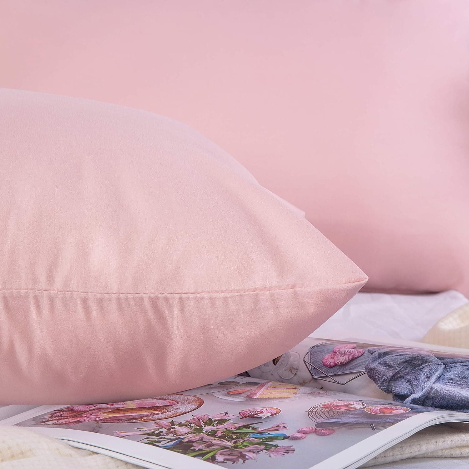 Mohap - Paire de taies d'oreiller en microfibre durable, Microfibre, rose, 4 pack 50x75 5