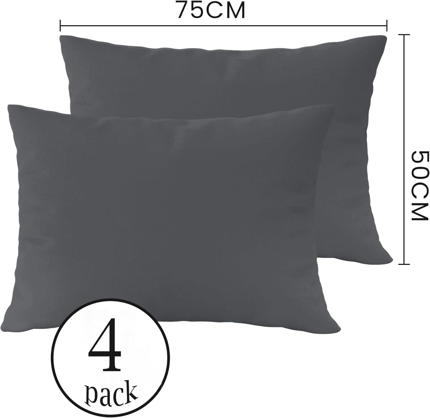 Mohap - Paire de taies d'oreiller en microfibre durable, Microfibre, gris, 4 pack 50x75 2