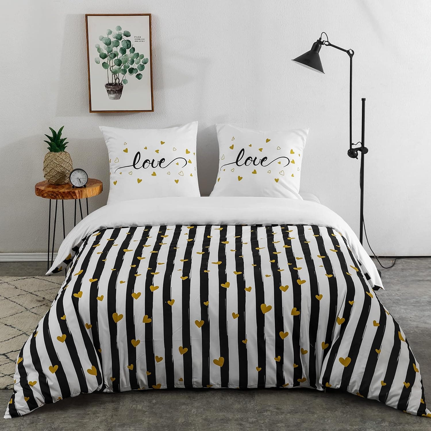 Sets de Housses de Couettes 220 x 240 cm + Lot 2 Taies d'Oreillers 65 x 65 cm Parure de lit Imprimé Rayure Multicolore 2 Personnes Motif 5 Ensembles Housse de Couette 3 Pièces Fermeture Éclair