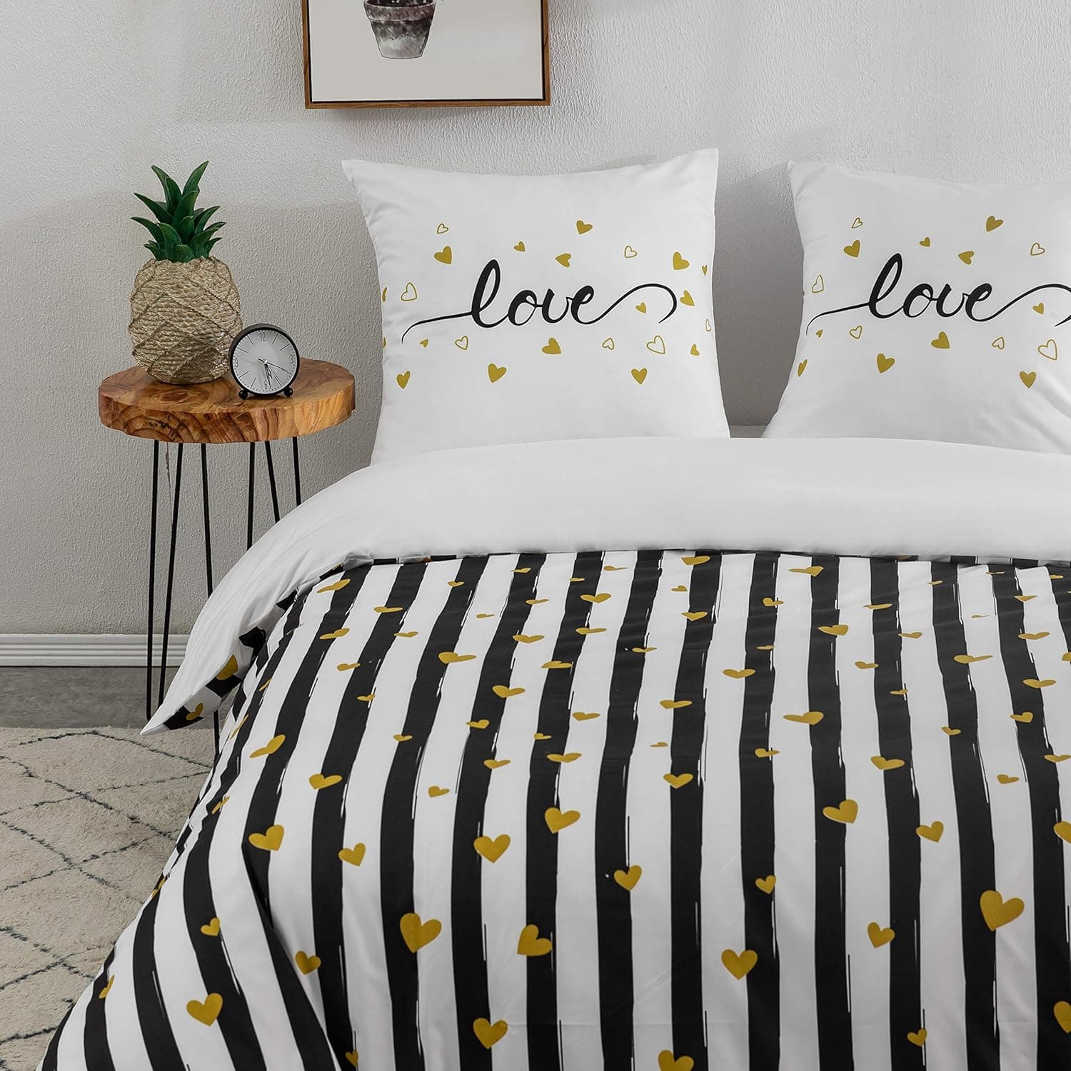 Sets de Housses de Couettes 220 x 240 cm + Lot 2 Taies d'Oreillers 65 x 65 cm Parure de lit Imprimé Rayure Multicolore 2 Personnes Motif 5 Ensembles Housse de Couette 3 Pièces Fermeture Éclair 3