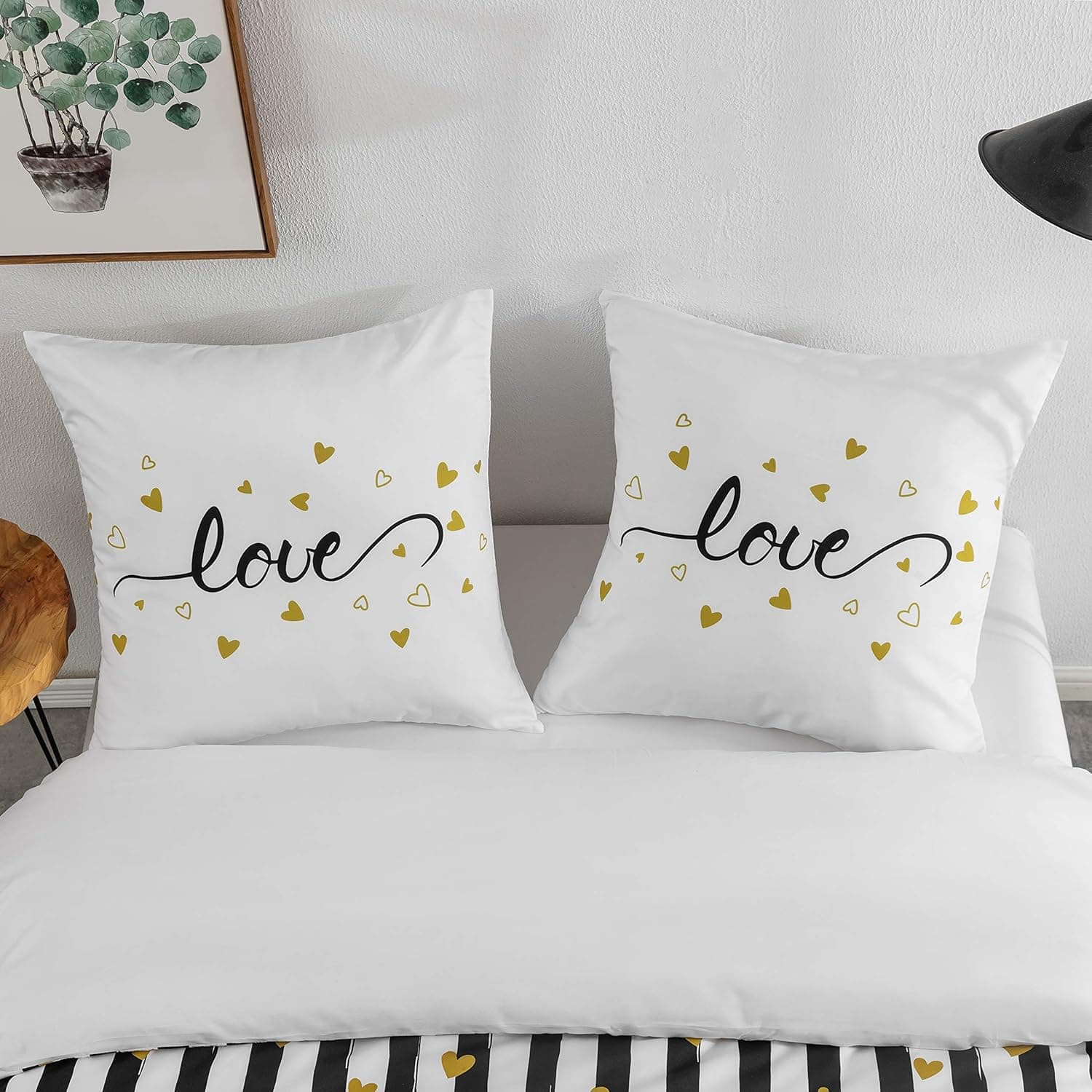 Sets de Housses de Couettes 220 x 240 cm + Lot 2 Taies d'Oreillers 65 x 65 cm Parure de lit Imprimé Rayure Multicolore 2 Personnes Motif 5 Ensembles Housse de Couette 3 Pièces Fermeture Éclair 6