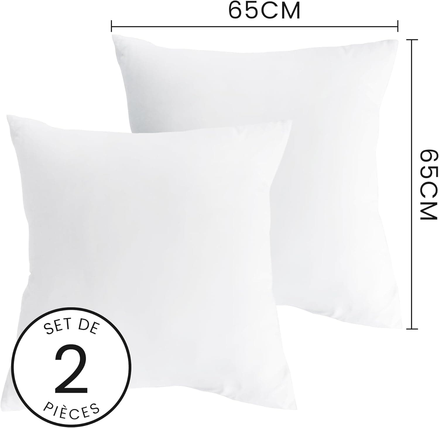 MOHAP Lot de 4- Taies d'oreiller 65x65cm Blanc Housse d'oreiller avec Une Fermeture éclair en Microfibre 6