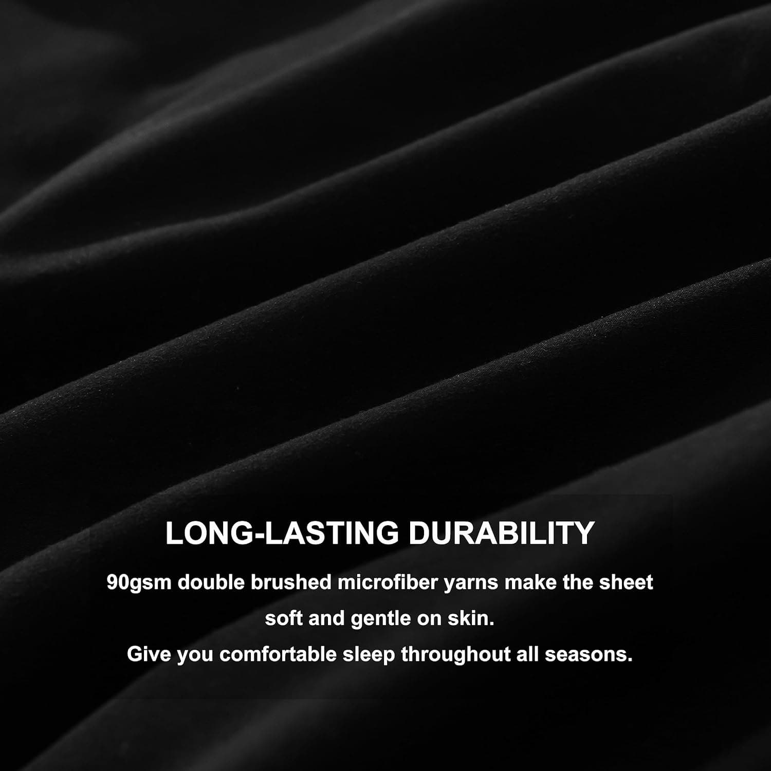 MOHAP Fitted Sheet Set King Size 16" Deep Pocket with 1 Bedsheet and 2 Pillowcases Brushed Microfiber Black 5