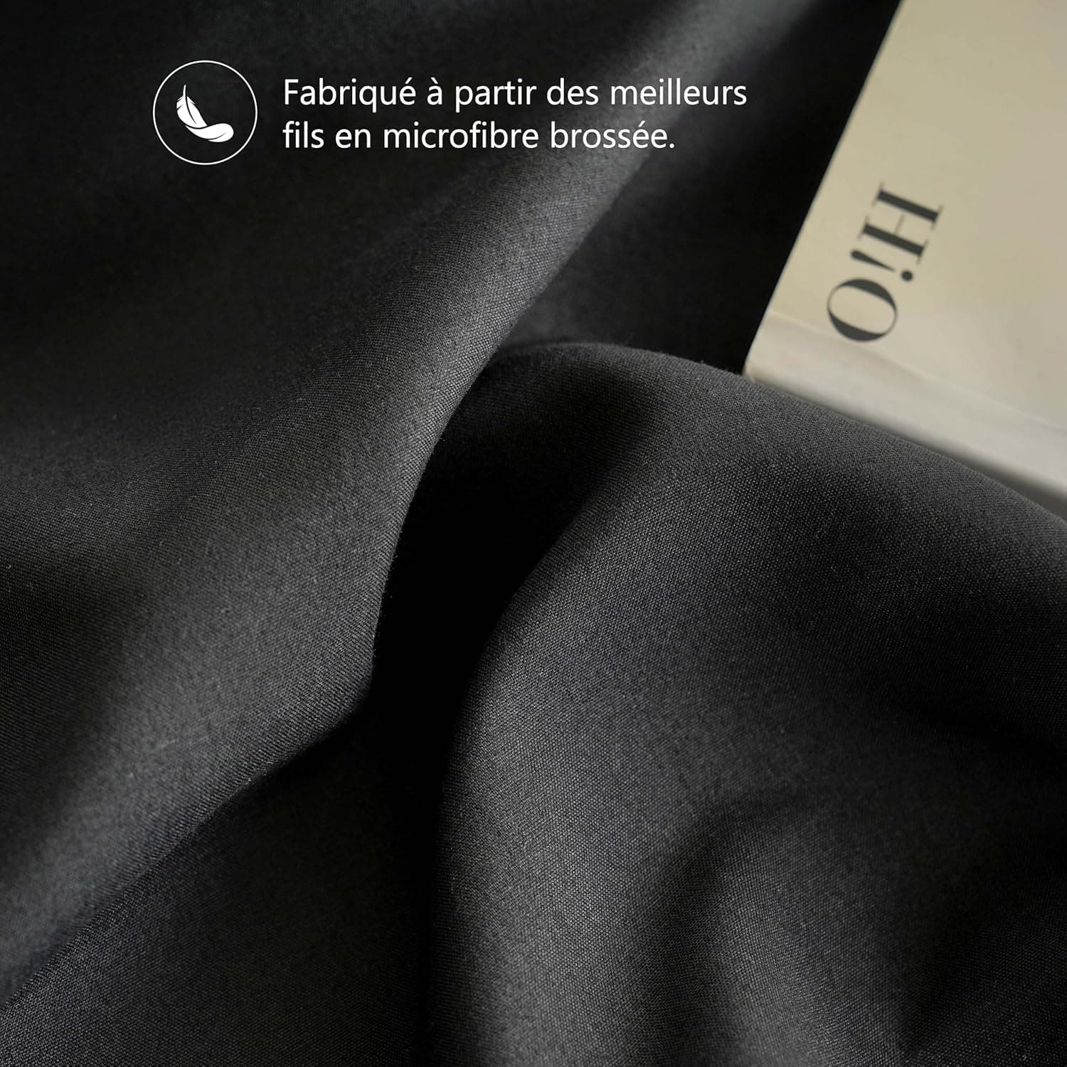 MOHAP Lot de 2- Taies d'oreiller 65x65cm Noir Housse d'oreiller avec Une Fermeture éclair en Microfibre 5