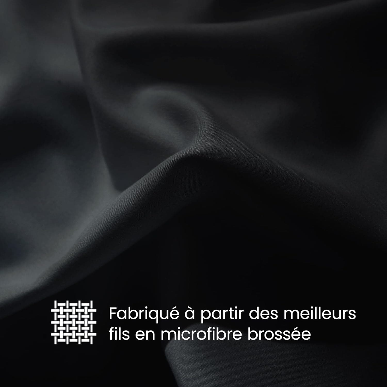 MOHAP Lot de 4- Taies d'oreiller 65x65cm Noir Housse d'oreiller avec Une Fermeture éclair en Microfibre 3