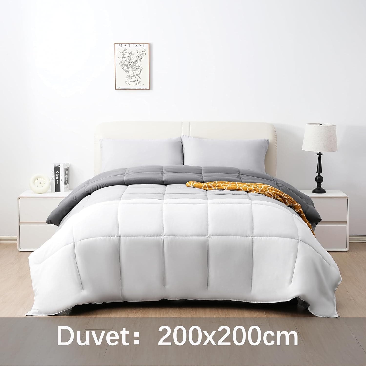 Warm Duvet Double Comforter and Anti Allergy All Season Dark Light Grey and White NO Pillowcases Only Quilt 10.5 Tog Duvet 2
