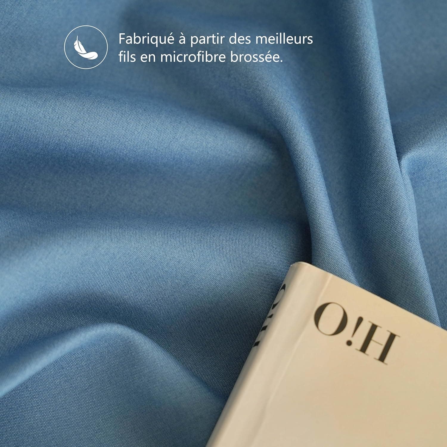 MOHAP Lot de 2- Taies d'oreiller 65x65cm Bleu Housse d'oreiller avec Une Fermeture Eclair en Microfibre 5