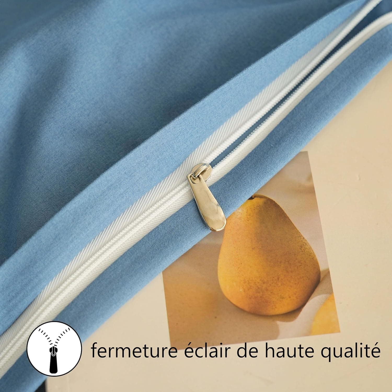 MOHAP Lot de 2- Taies d'oreiller 65x65cm Bleu Housse d'oreiller avec Une Fermeture Eclair en Microfibre 6