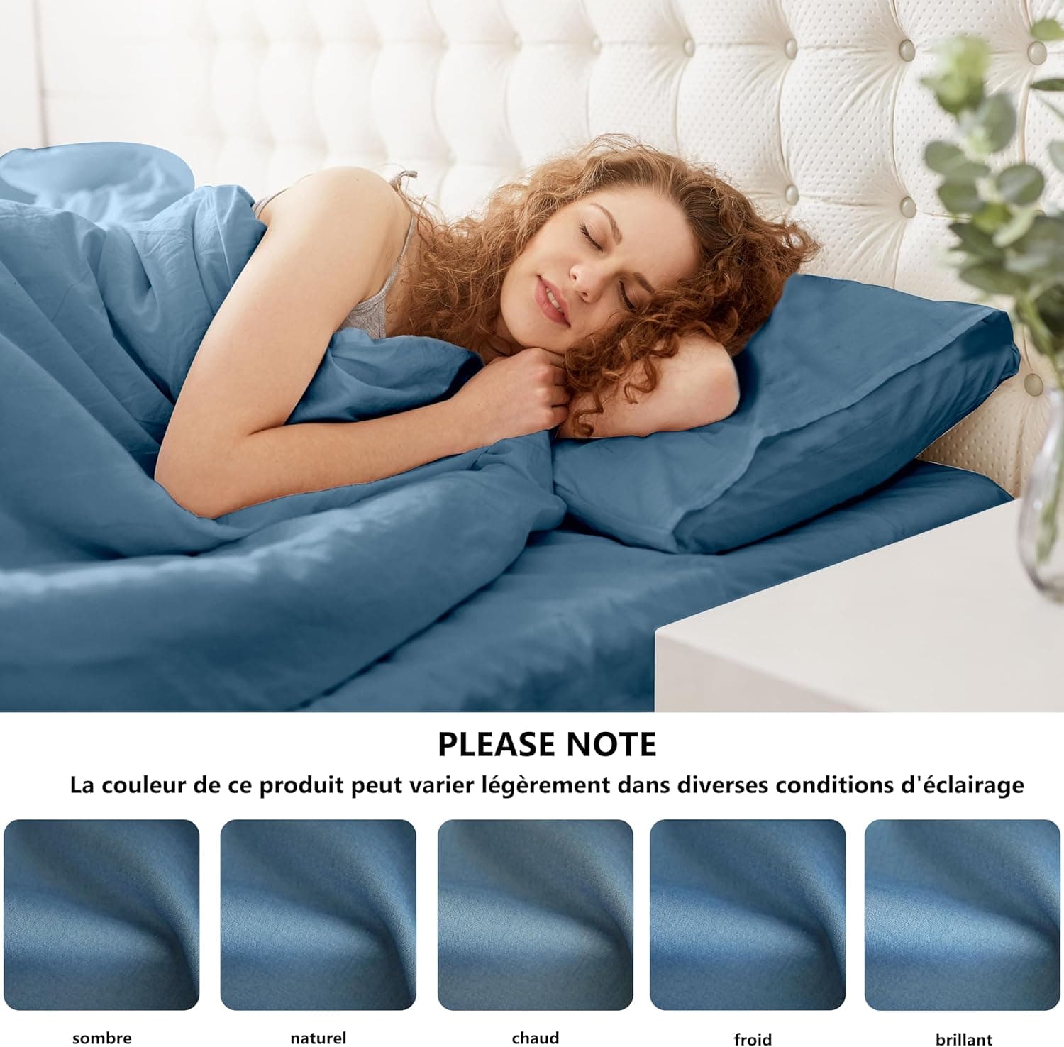 MOHAP Lot de 2- Taies d'oreiller 65x65cm Bleu Housse d'oreiller avec Une Fermeture Eclair en Microfibre 7
