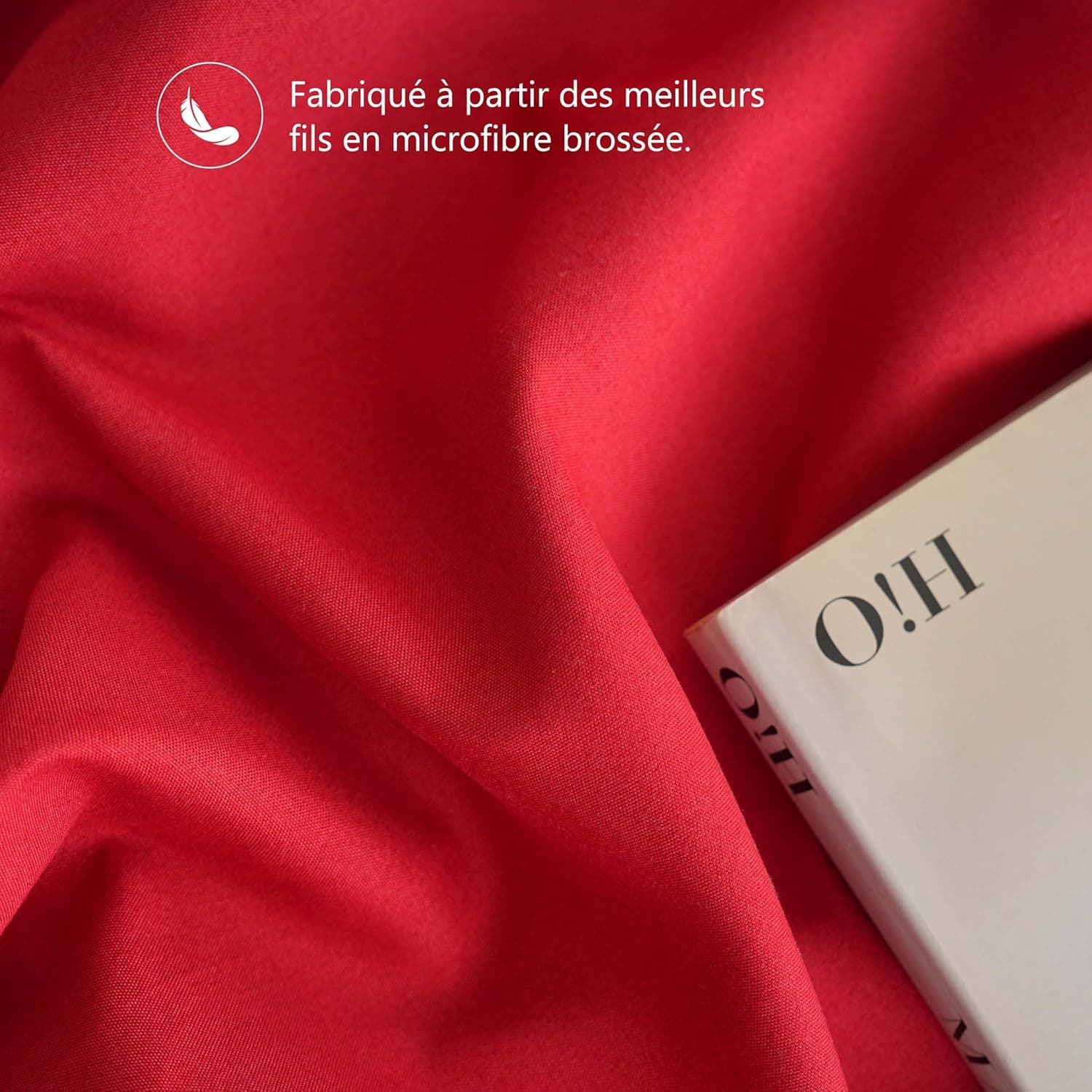 MOHAP Lot de 2- Taies d'oreiller 65x65cm Rouge Vineux Housse d'oreiller avec Une Fermeture éclair en Microfibre 5