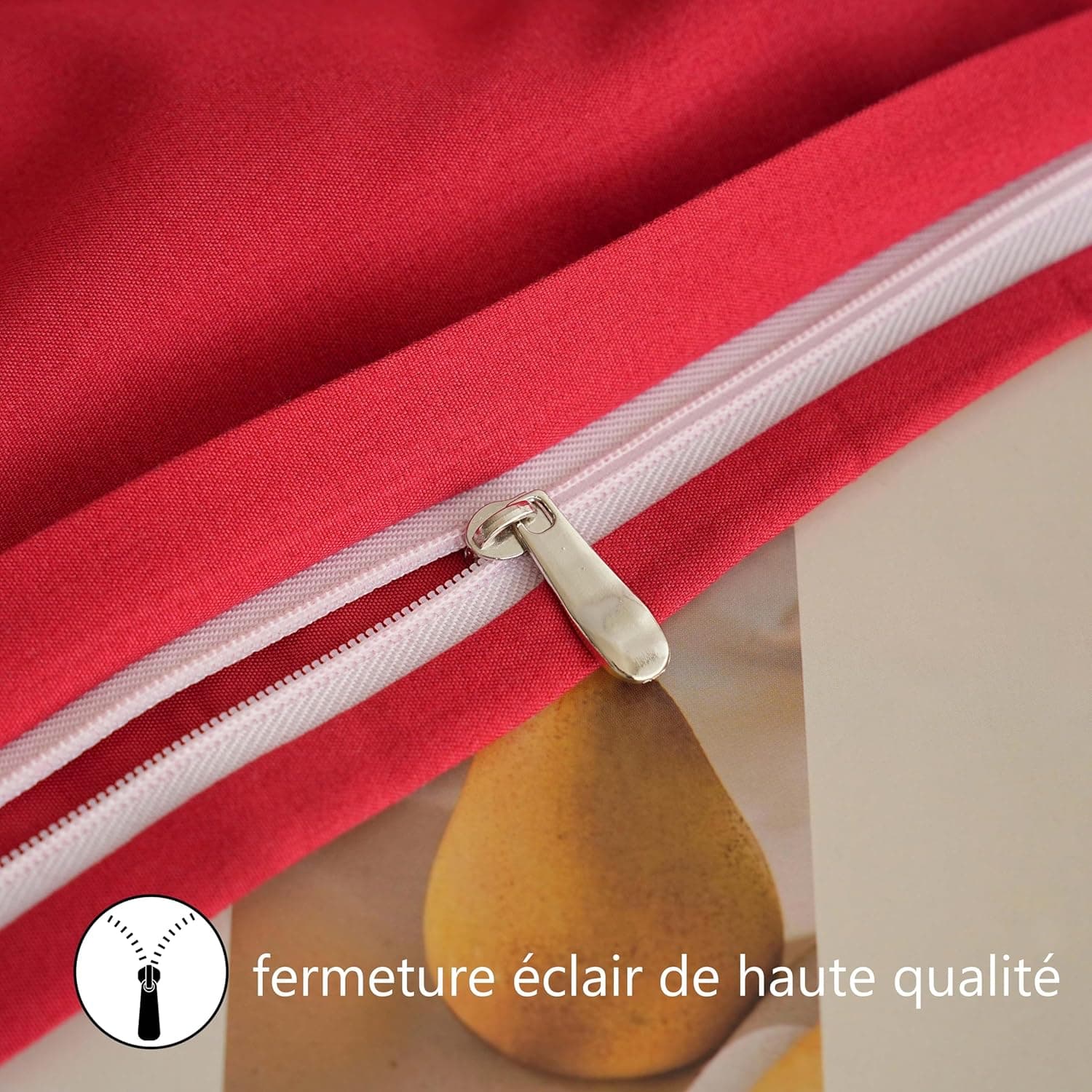 MOHAP Lot de 2- Taies d'oreiller 65x65cm Rouge Vineux Housse d'oreiller avec Une Fermeture éclair en Microfibre 6