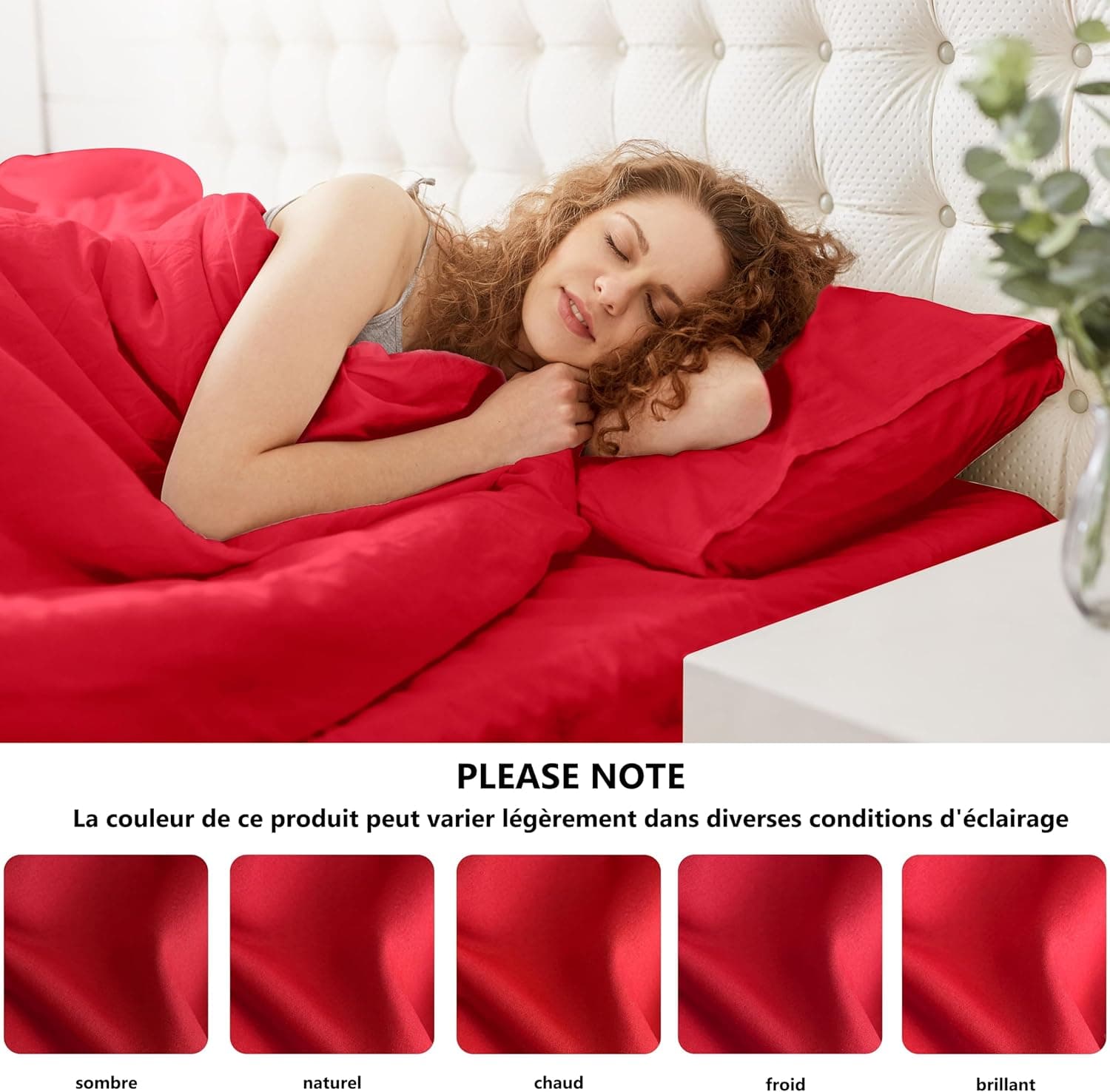 MOHAP Lot de 2- Taies d'oreiller 65x65cm Rouge Vineux Housse d'oreiller avec Une Fermeture éclair en Microfibre 7