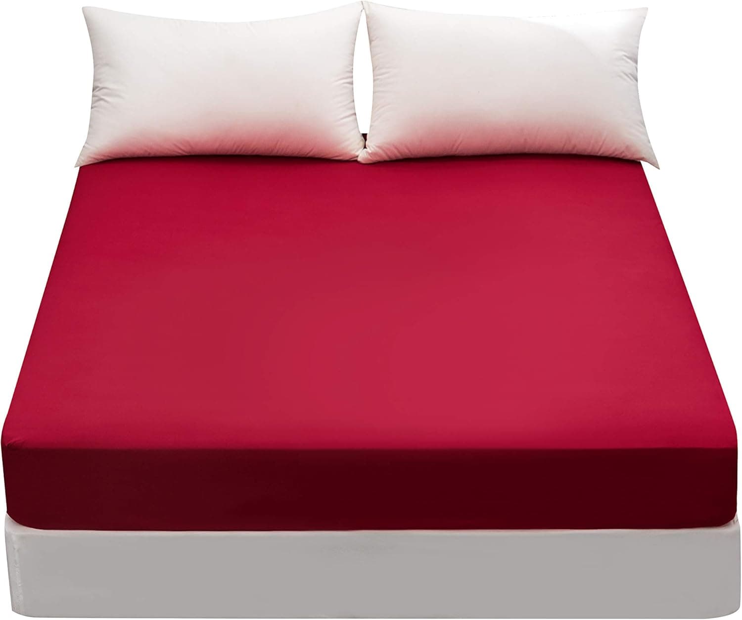 MOHAP Drap Housse 160x200cm avec Bonnet 30cm Rouge Vineux Drap Housse 100 GSM en Microfibre de Haute Qualité 100% Polyester Doux, Résistant, Anti Plis 5