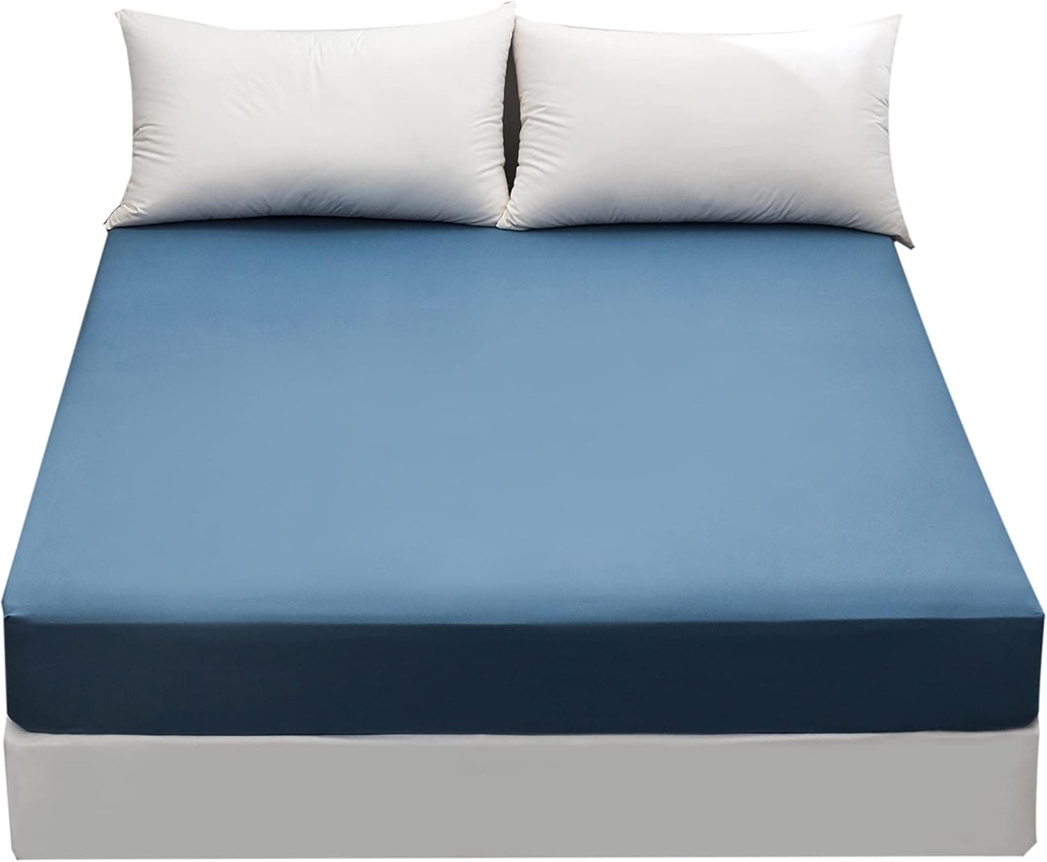 MOHAP Drap Housse 140x190-200cm avec Bonnet 30cm Bleu Drap Housse 100 GSM en Microfibre de Haute Qualité 100% Polyester Doux, Résistant, Anti Plis 5