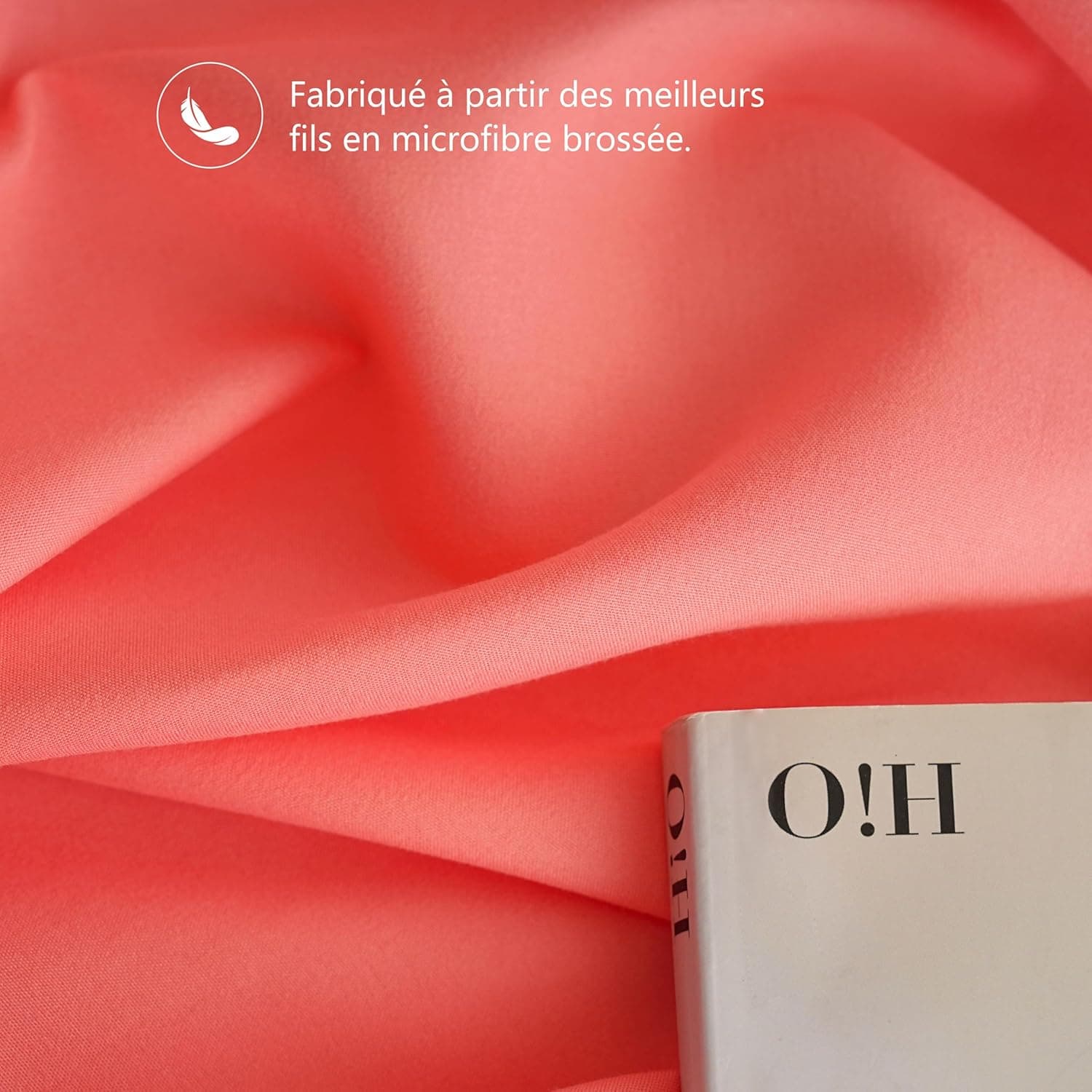 MOHAP Lot de 2- Taies d'oreiller 65x65cm Corail Housse d'oreiller avec Une Fermeture Eclair en Microfibre 6