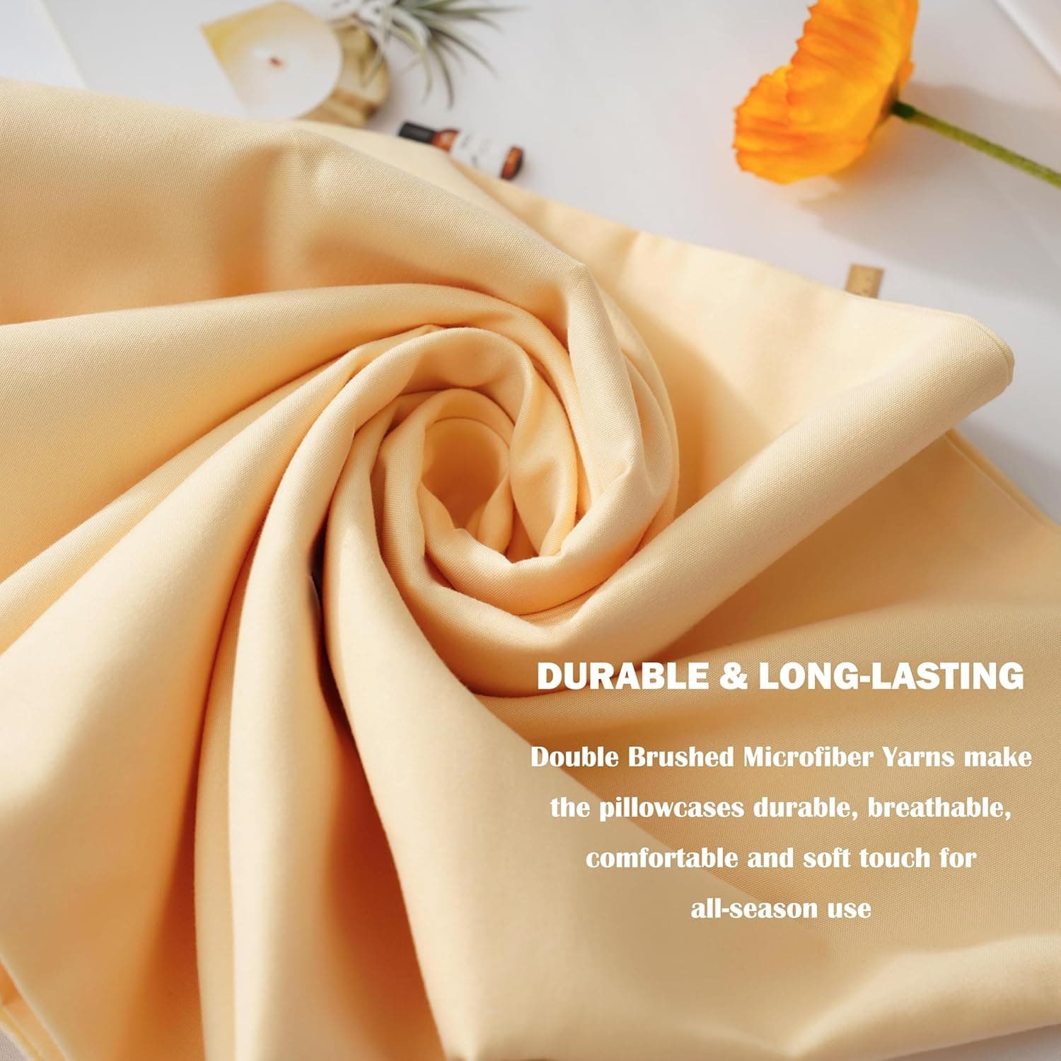 AYASW Pillowcases Queen Size Set of 2 Premium Soft and Cozy 1800 Double Brushed Microfiber Envelope Closure Pillow Case Yellow 20x30 inches Wrinkle Fade Resistant Easy Care Stable Holiday Decor 5