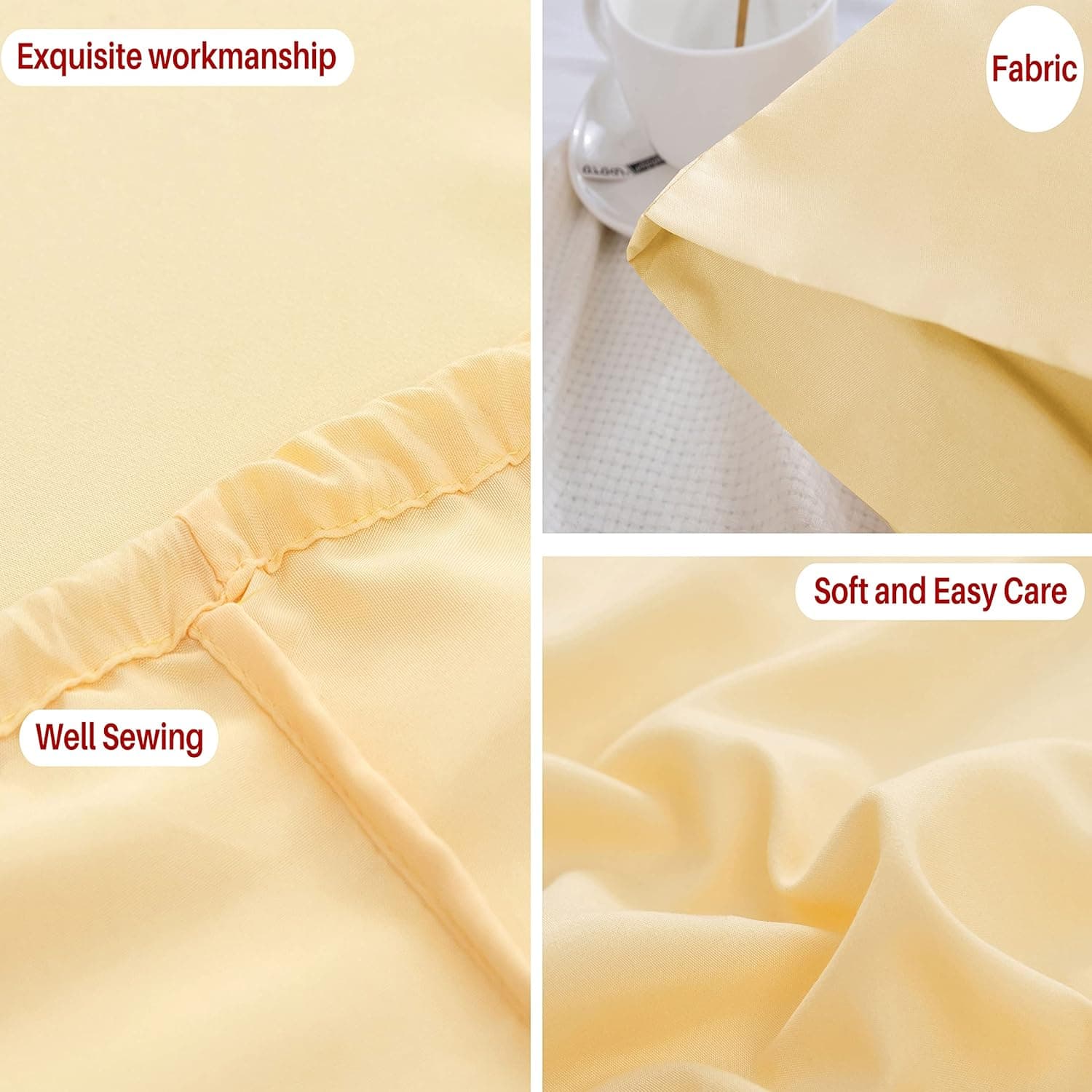 AYASW Pillowcases Queen Size Set of 2 Premium Soft and Cozy 1800 Double Brushed Microfiber Envelope Closure Pillow Case Yellow 20x30 inches Wrinkle Fade Resistant Easy Care Stable Holiday Decor 6