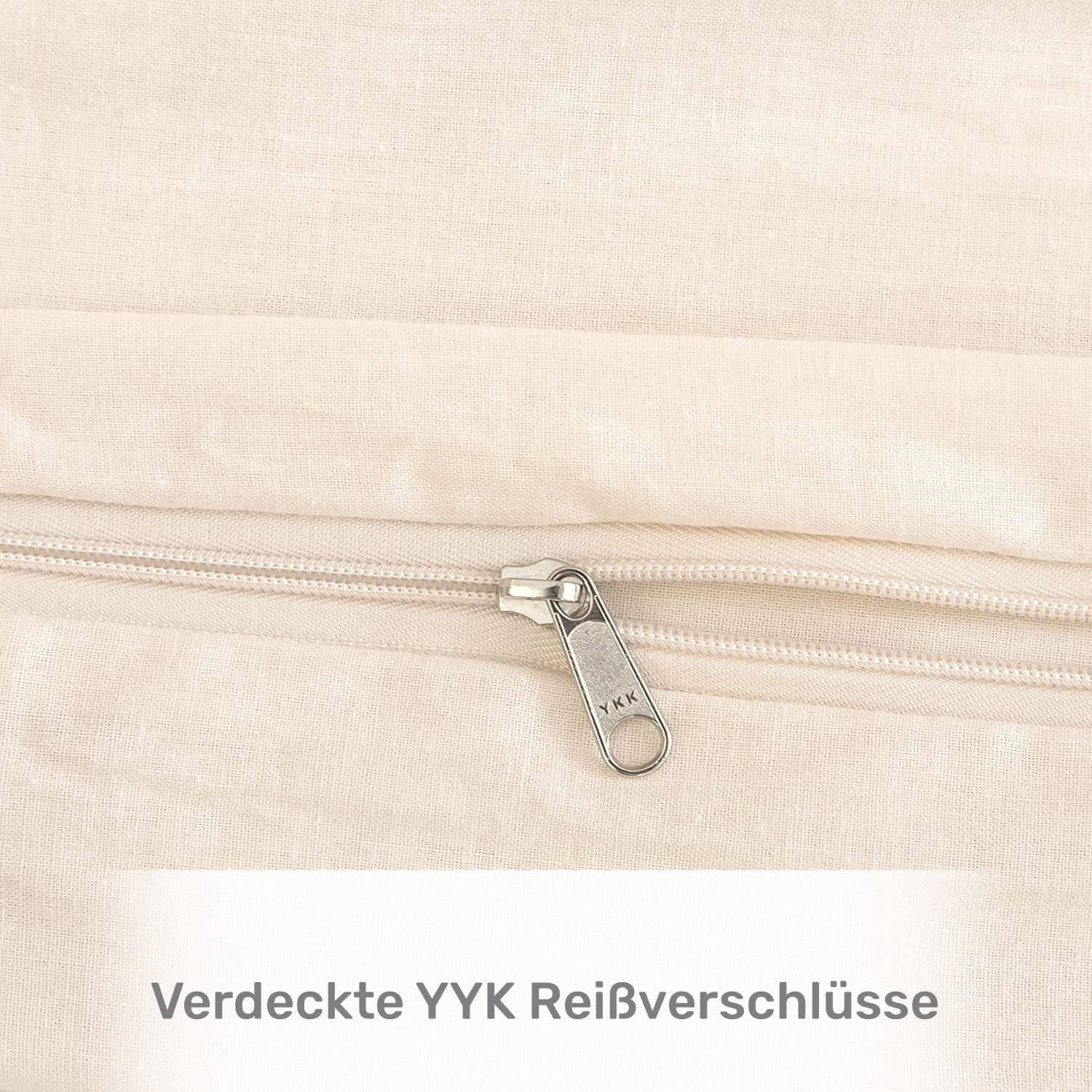 QZY Parure de lit en coton 200 x 200 cm Beige Lot de 3 housses de couette et 2 taies d'oreiller 80 x 80 cm 6