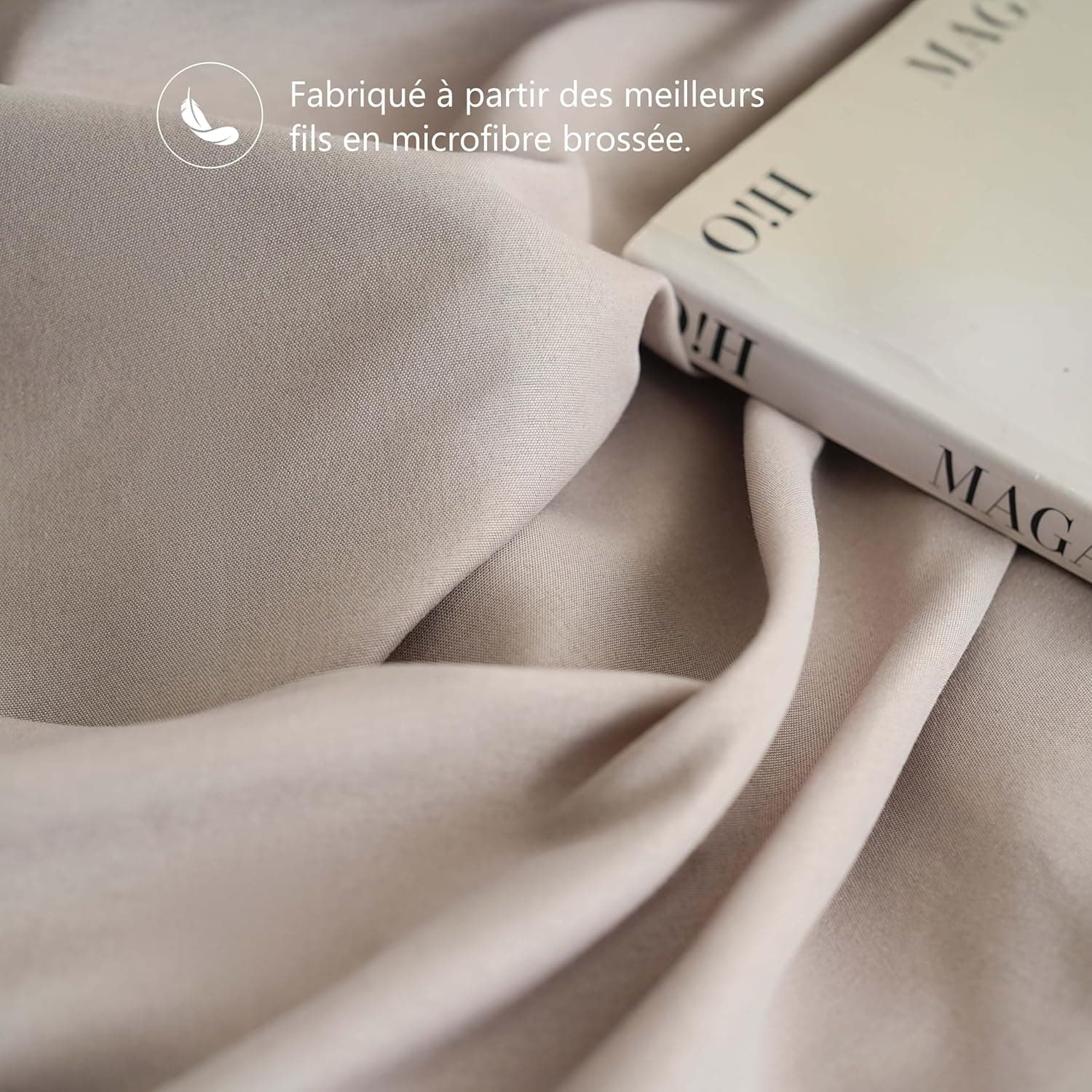 MOHAP Lot de 2- Taies d'oreiller 65x65cm Kaki Housse d'oreiller avec Une Fermeture Eclair en Microfibre 5