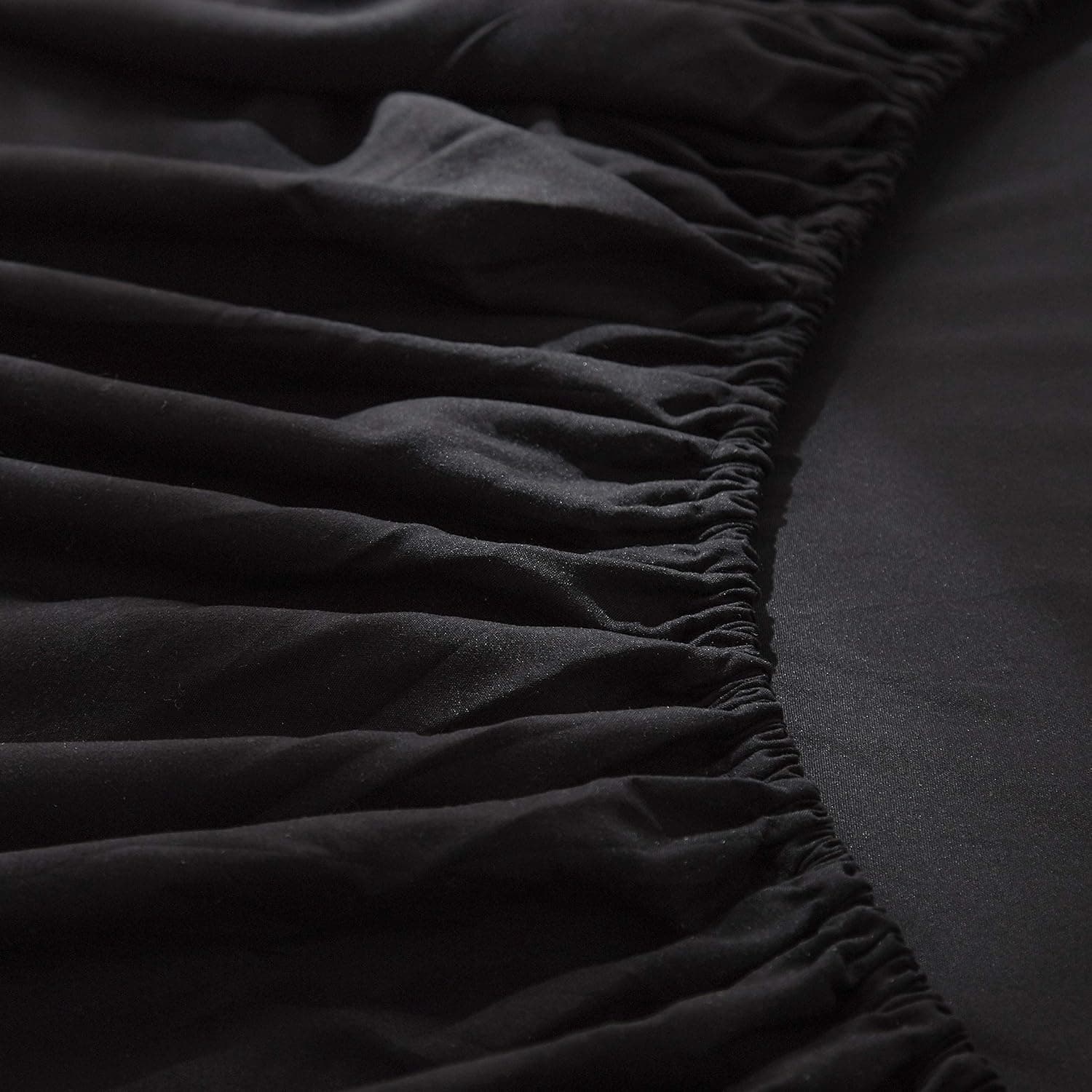 MOHAP Drap Housse 140x190-200cm avec Bonnet 30cm Noir Drap Housse 100 GSM en Microfibre de Haute Qualité 100% Polyester Doux, Résistant, Anti Plis 3