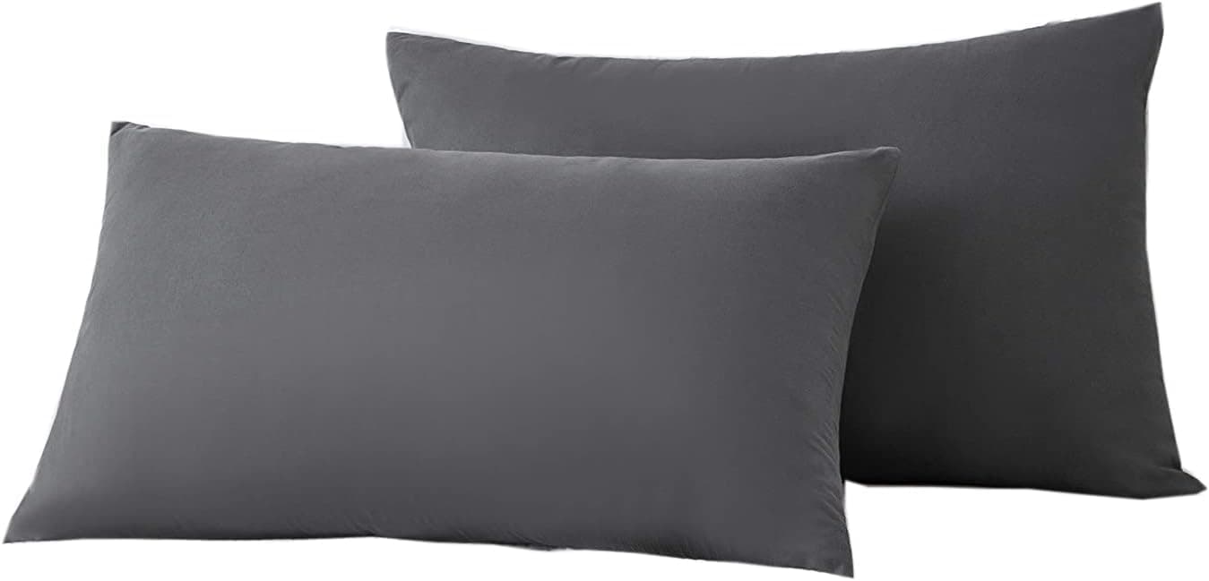 MOHAP Lot de 2-100% Coton Taies d'oreiller 50x70cm Gris avec la Fermeture Eclair Housse d'oreiller 2