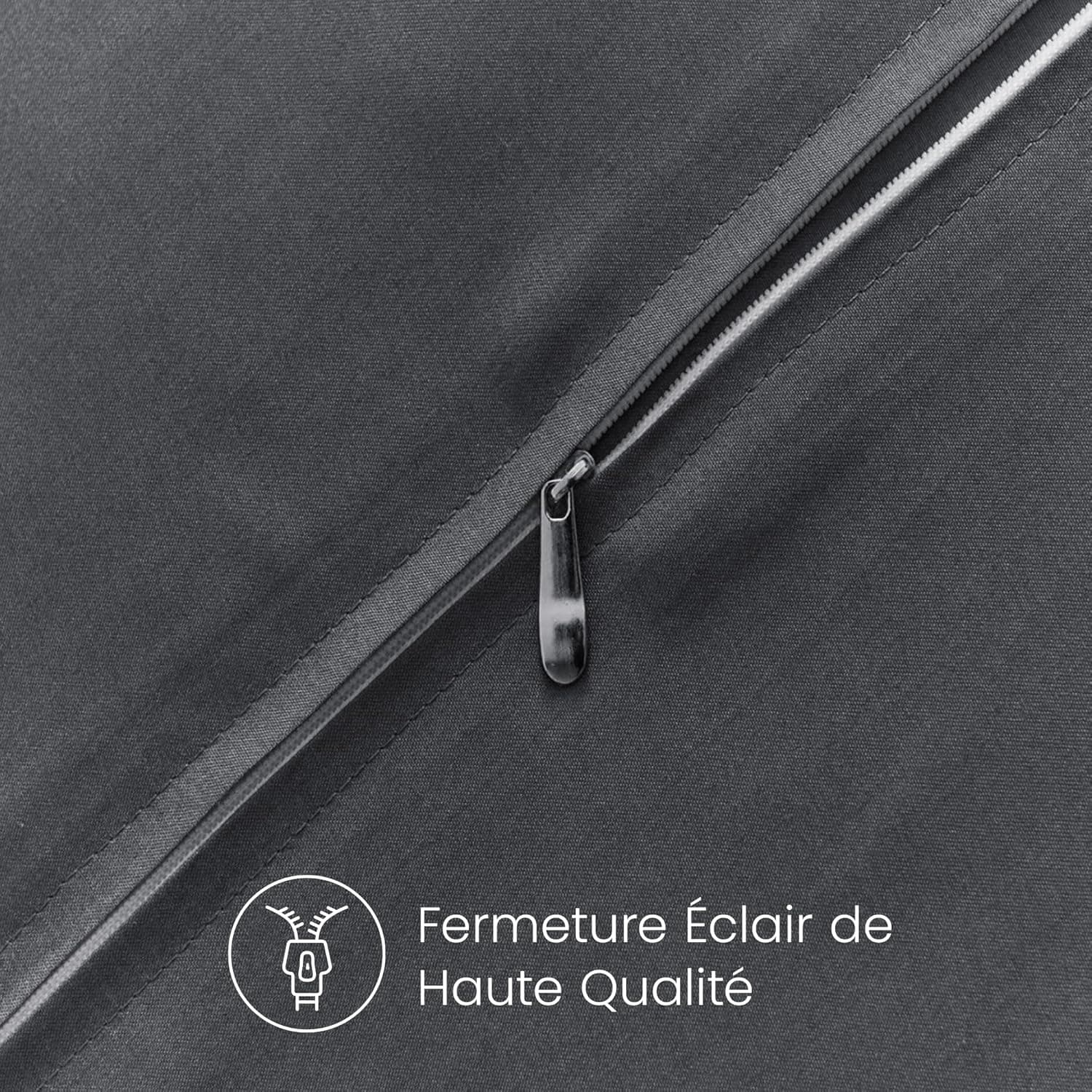 MOHAP Lot de 2-100% Coton Taies d'oreiller 50x70cm Gris avec la Fermeture Eclair Housse d'oreiller 5