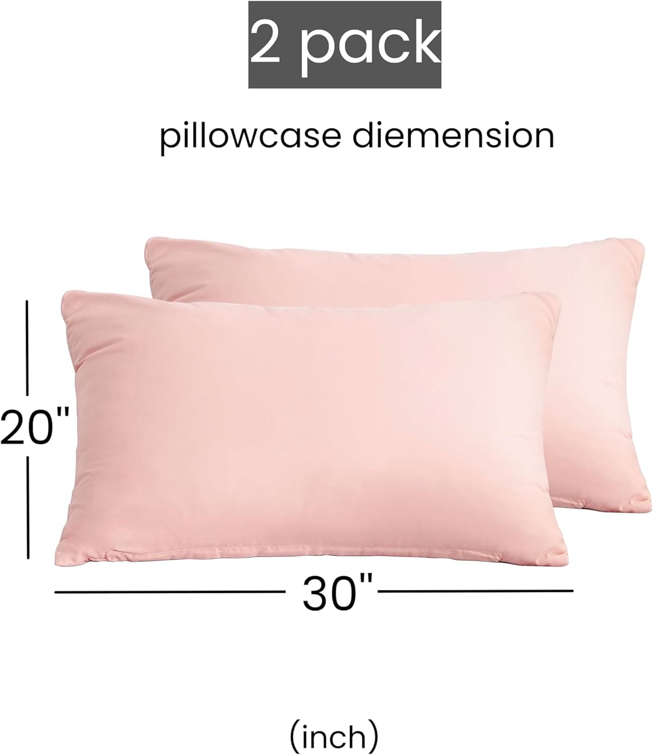 Mohap Zipper Pillowcase 2 Pieces Brushed Microfiber 1800 Hotel Quality Super Soft Pillow Cover No Shrinkage No Fade Pillow Protectors - Pink, Queen 3