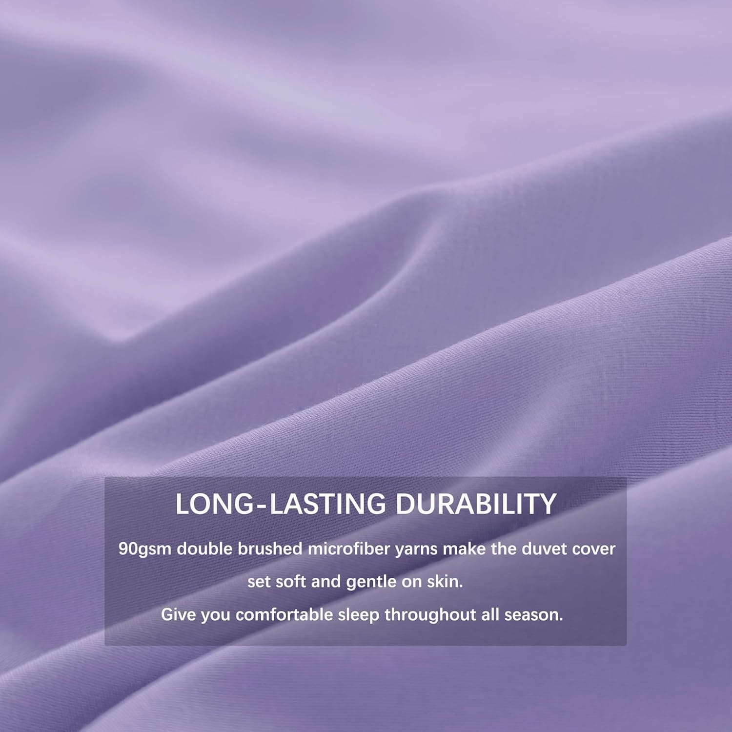 MOHAP Warm Bedding Double Duvet Cover Set 3 PCS Plain Brushed Microfiber Bedding 1 Duvet Cover with 2 Zippers and 2 Pillowcases Light Lavender 4
