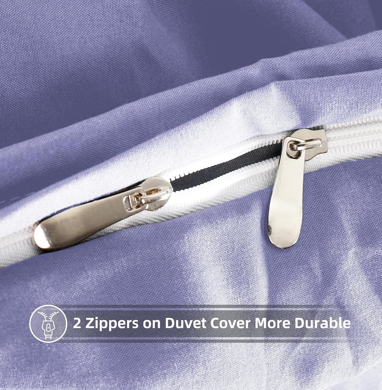 MOHAP Warm Bedding Double Duvet Cover Set 3 PCS Plain Brushed Microfiber Bedding 1 Duvet Cover with 2 Zippers and 2 Pillowcases Light Lavender 6