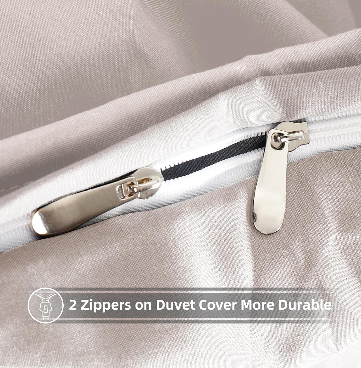 MOHAP Duvet Cover Set 3 PCS King Plain Brushed Microfiber Bedding 1 Duvet Cover with 2 Zippers and 2 Pillowcases Cream/Beige 5