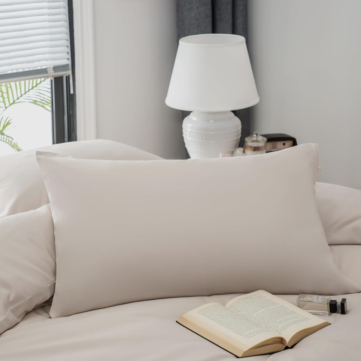 MOHAP Duvet Cover Set 3 PCS King Plain Brushed Microfiber Bedding 1 Duvet Cover with 2 Zippers and 2 Pillowcases Cream/Beige 6