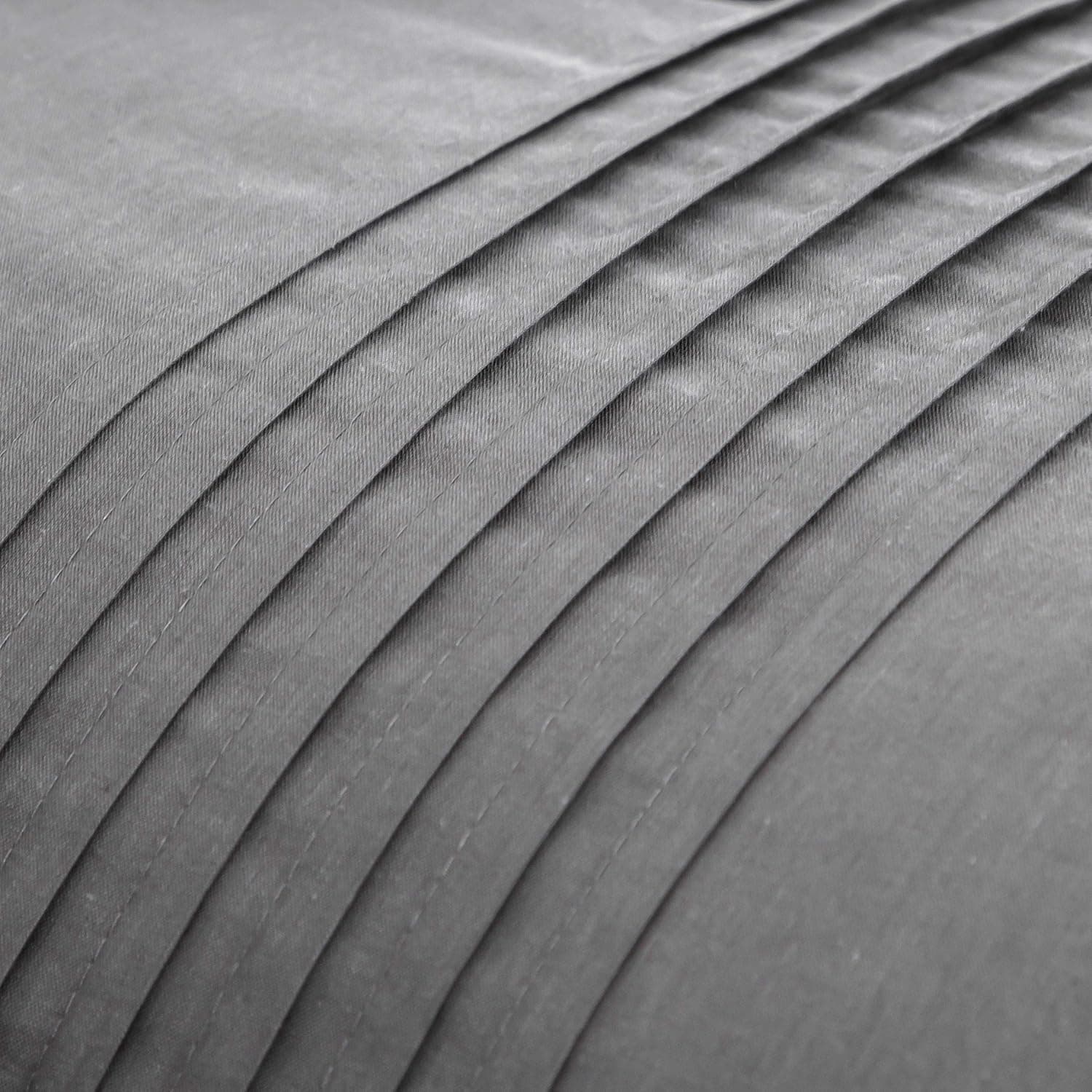 MOHAP 100% Coton Sets de Housse de Couette 220x240 cm Gris Parure de Lit Haut Gamme Plissé Adulte 2 Personnes avec 2 Taies d'oreiller 65x65cm Fermeture Éclair 6