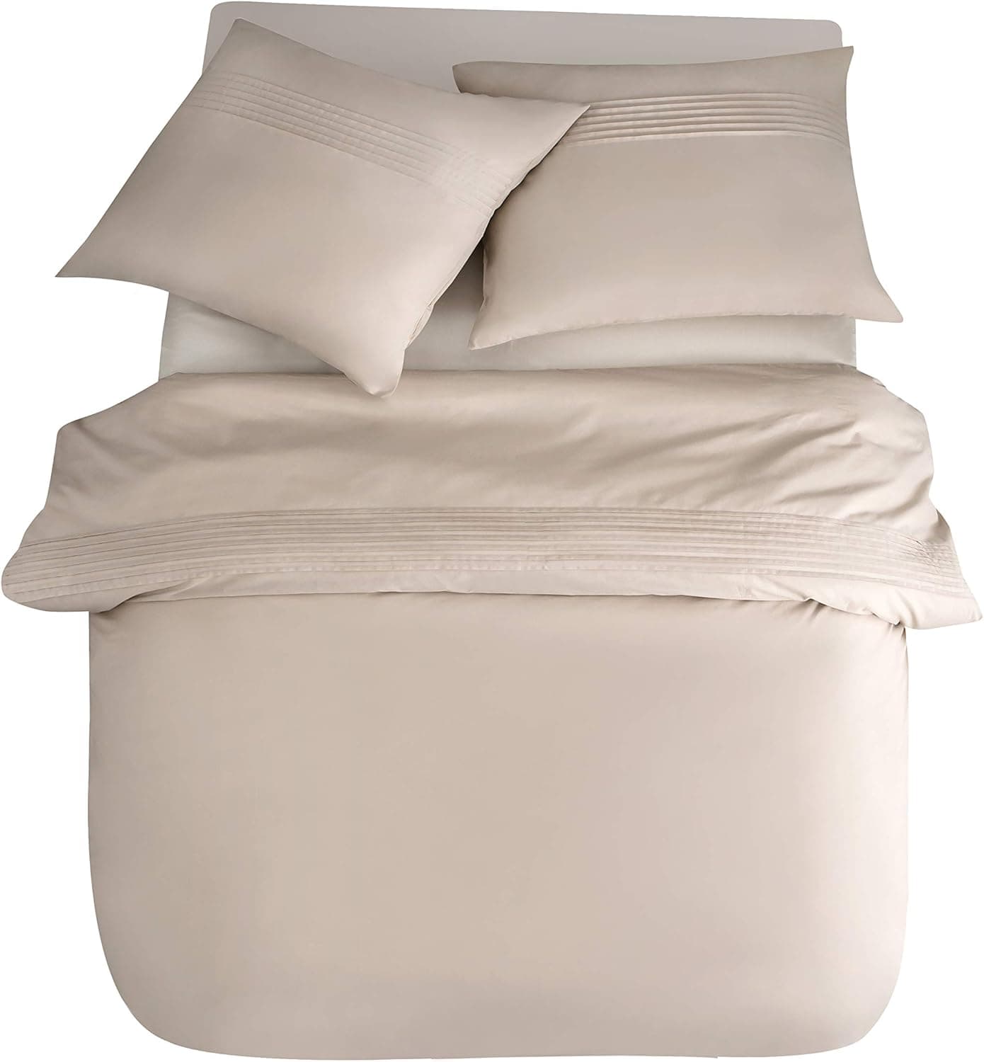 MOHAP 100% Coton Sets de Housse de Couette 200x200 cm Beige Parure de Lit Haut Gamme Plissé Adulte 2 Personnes avec 2 Taies d'oreiller 65x65cm Fermeture Éclair 8