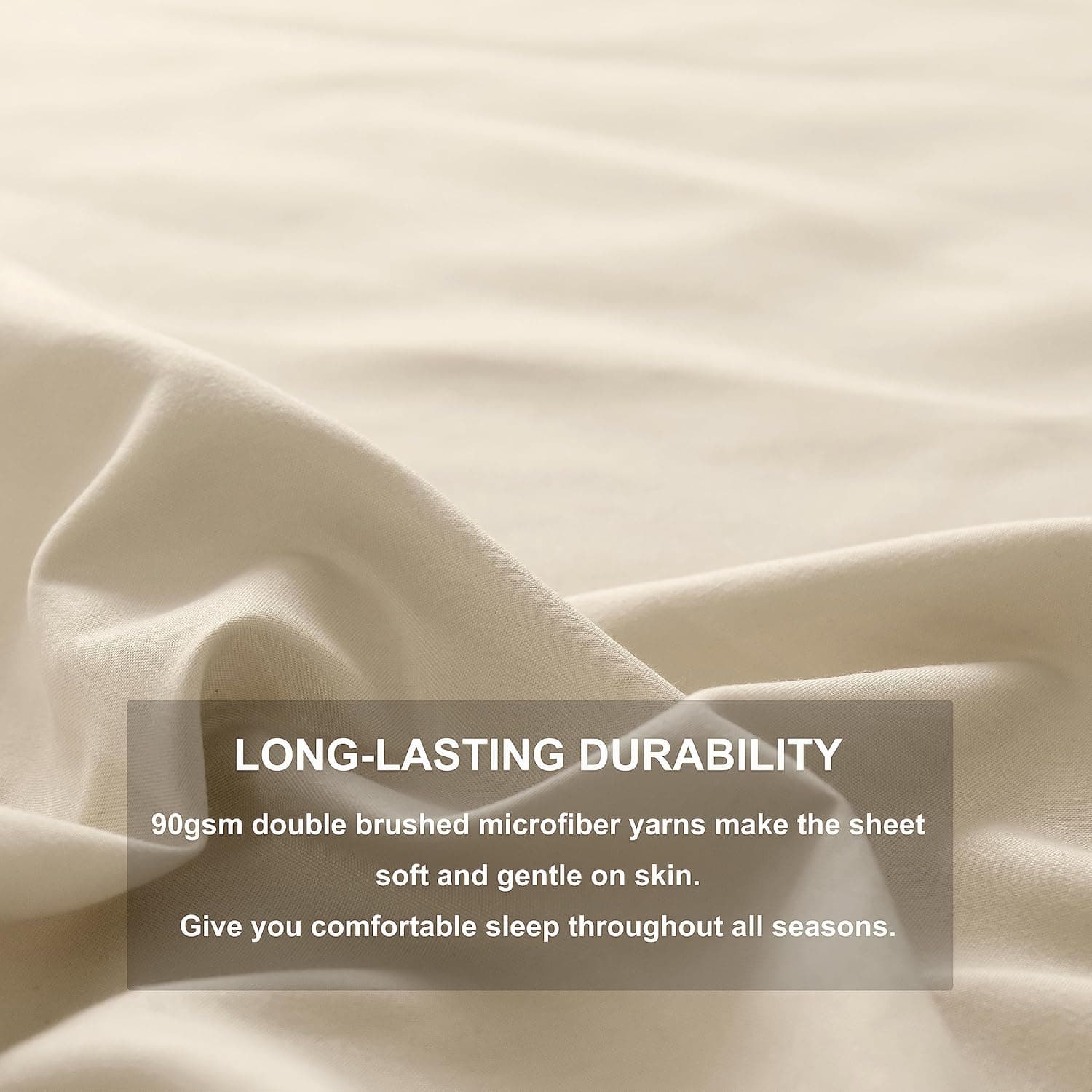 MOHAP Double Size Fitted Sheet Beige with Extra Deep 30 cm Pocket Bed Sheet Only Bedsheet Brushed Microfiber Bottom Sheet for Double Bed 135x190 Beige 4