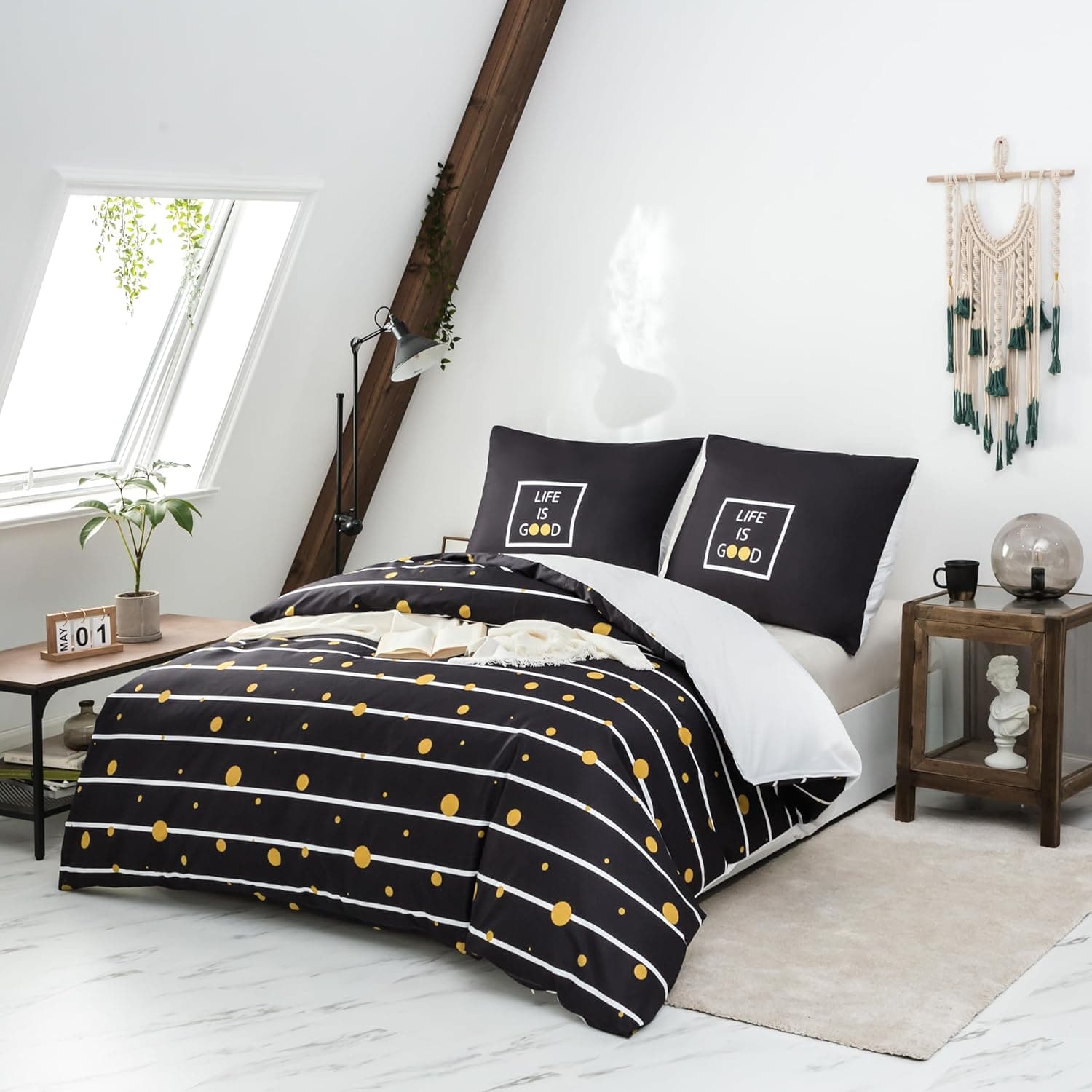 Sets de Housses de Couettes 200 x 200 cm + Lot 2 Taies d'Oreillers 65 x 65 cm Parure de lit Imprimé Pois Multicolore 2 Personnes Motif 12 Ensembles Housse de Couette 3 Pièces Fermeture Éclair 2